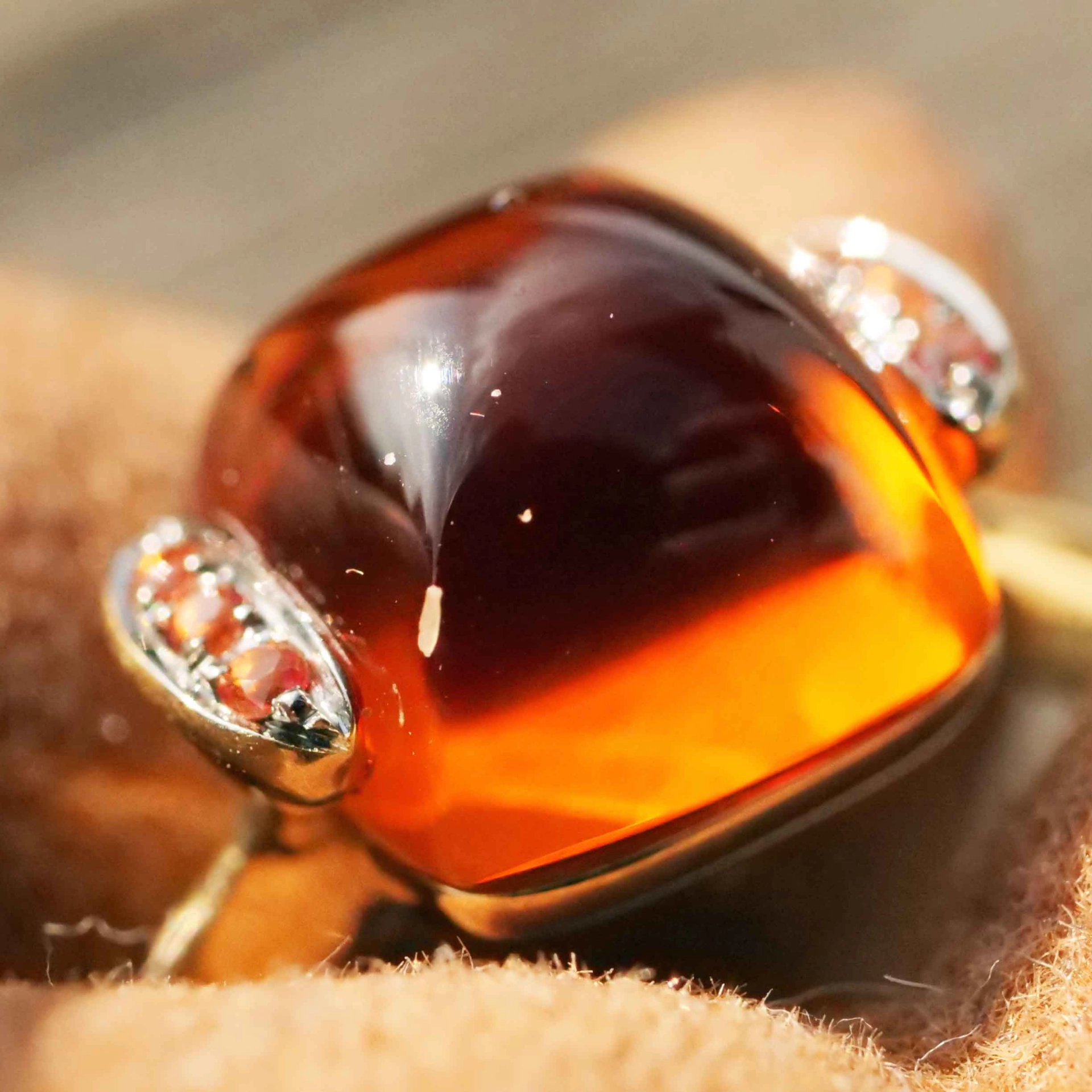 Citrine Saphire Ring 750 Yellow Gold Sweety Combination Ring Simply Casual