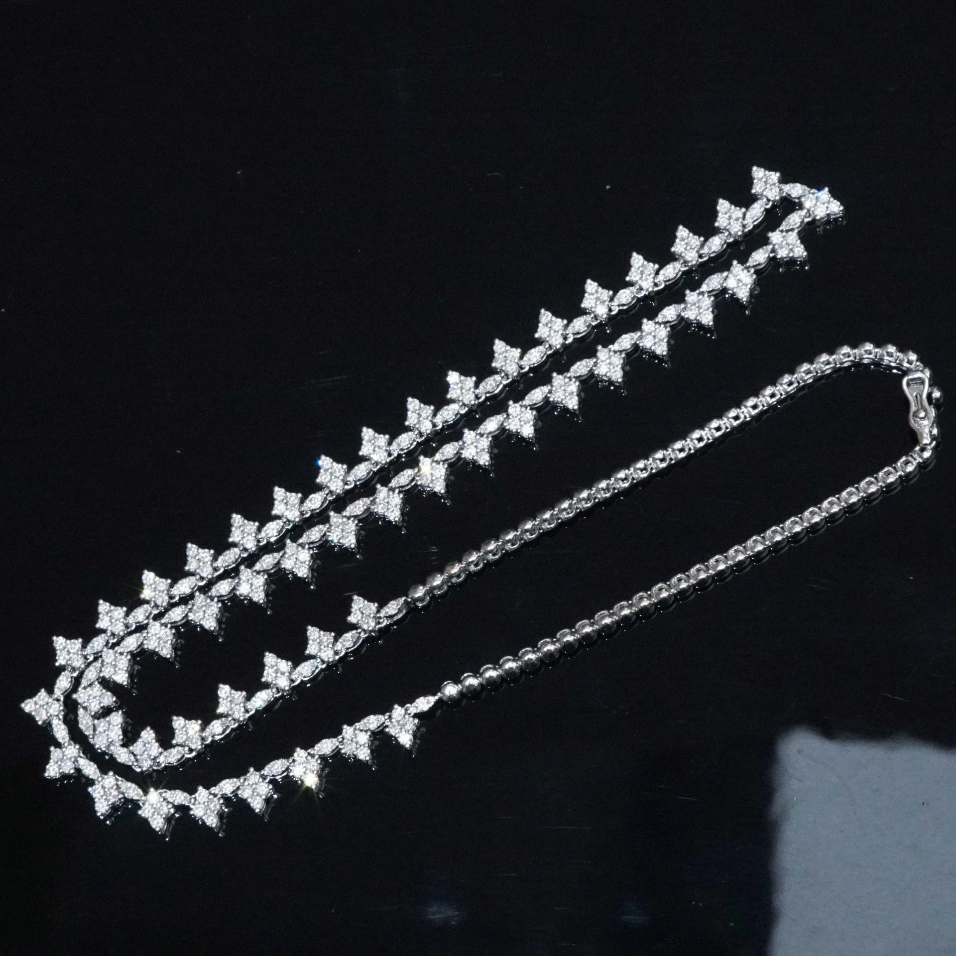 Brilliant Necklace 4.20 ct made with 360 Diamonds 18 kt White Gold...Princess Jewellery