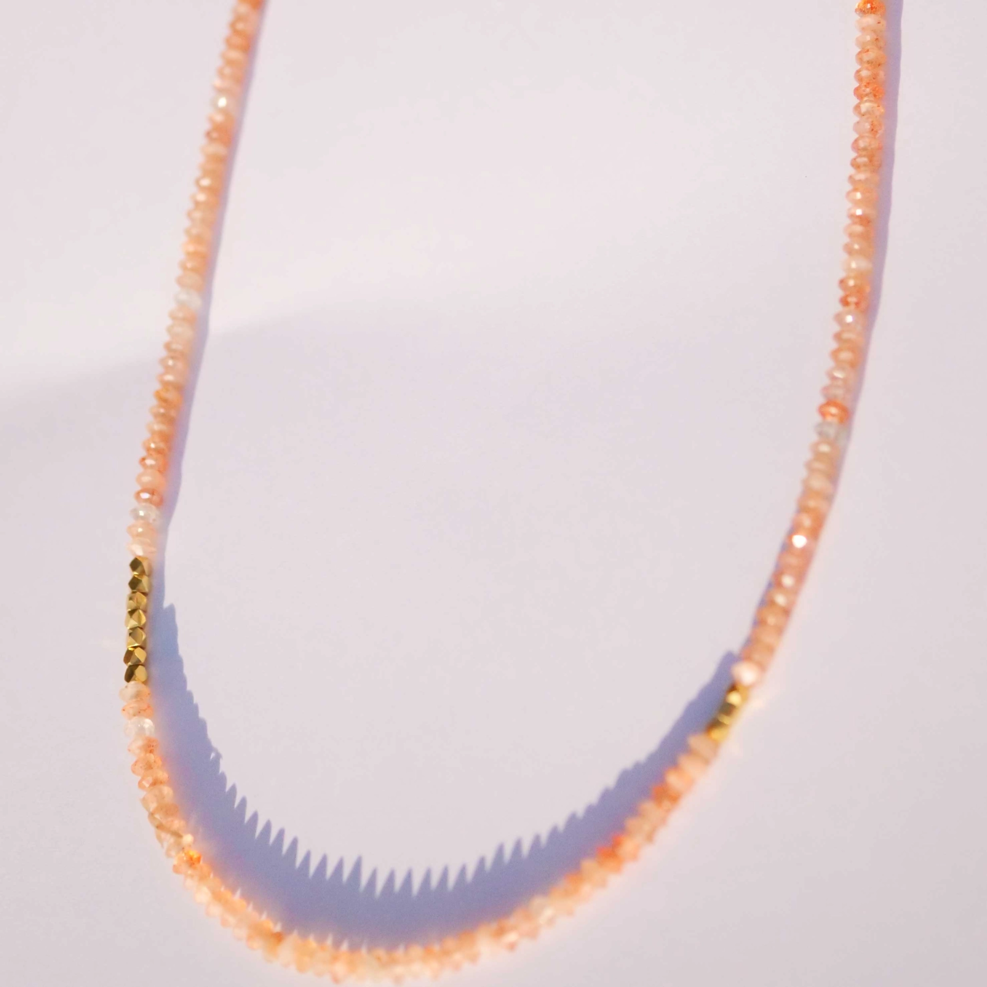 Sunstone Necklace with handmade Balls in 900er Finegold ...so pretty
