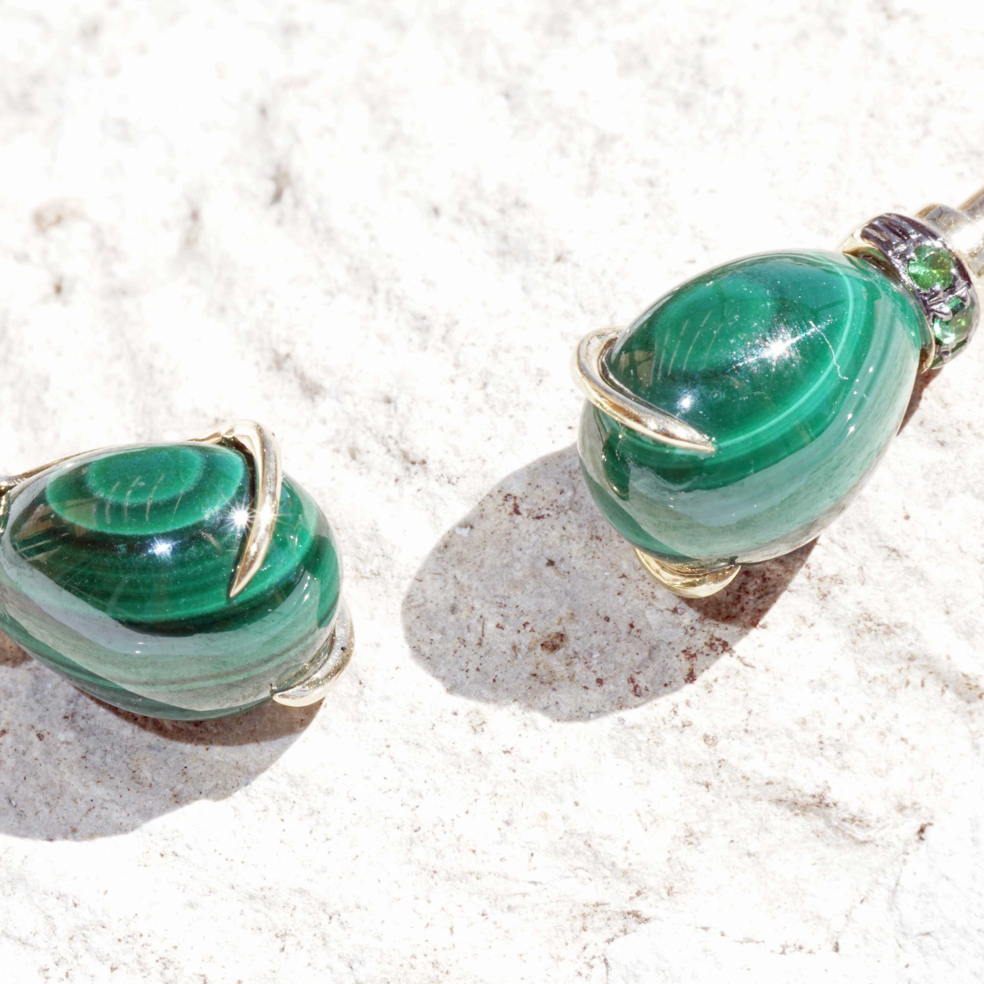 Malachite Tsavorithe Bracelet 18 kt Yellowgold 7 ct ...very nice and elegant!