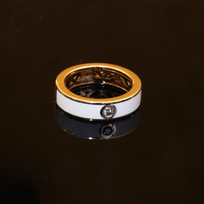 Leo Wittwer Enamel Ring 750 Rose Gold 0.10 ct 10 Grams Heavy Cold Enamel UNISEX