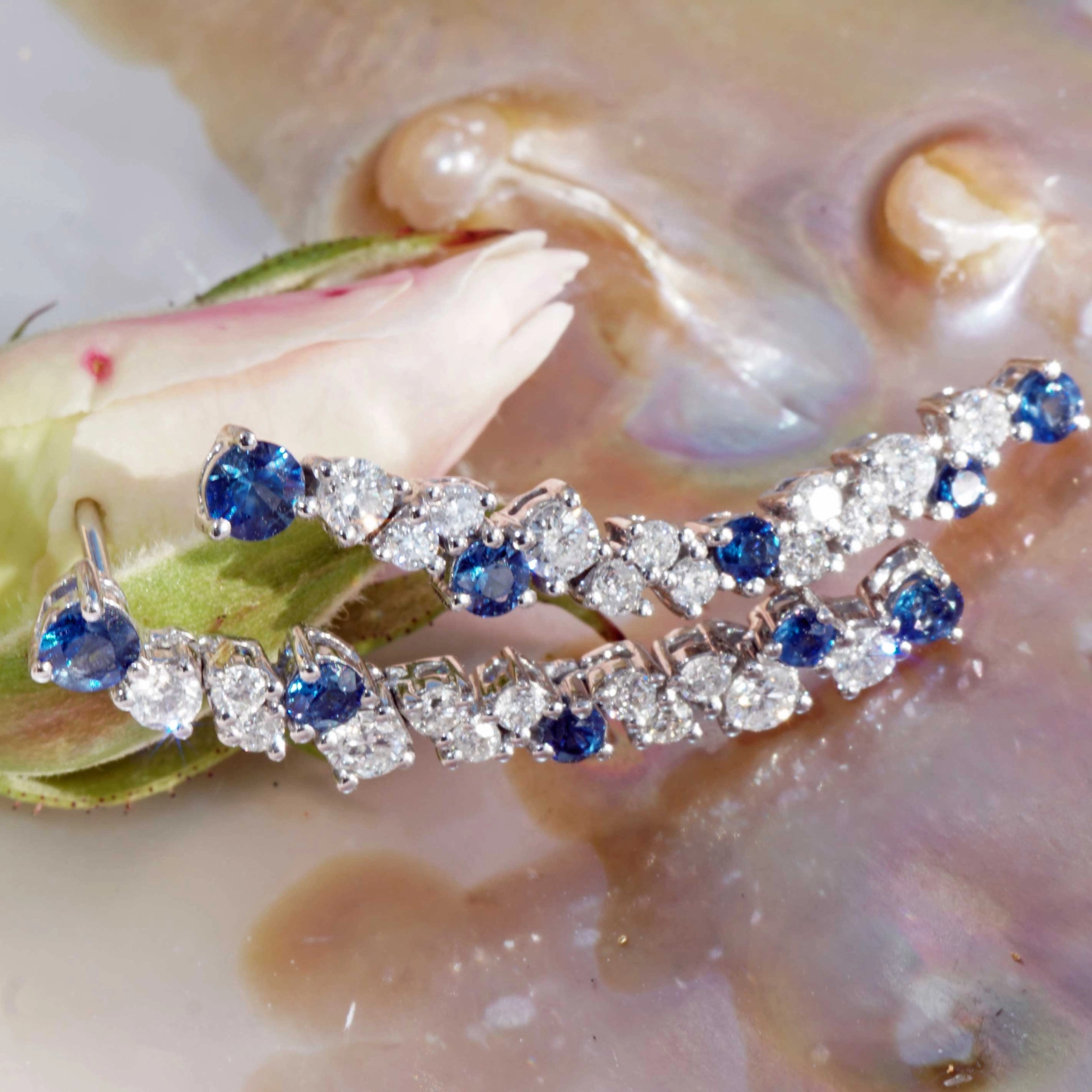 Saphire Brilliant Earrings 18 kt White Gold...for a glorious Appearance