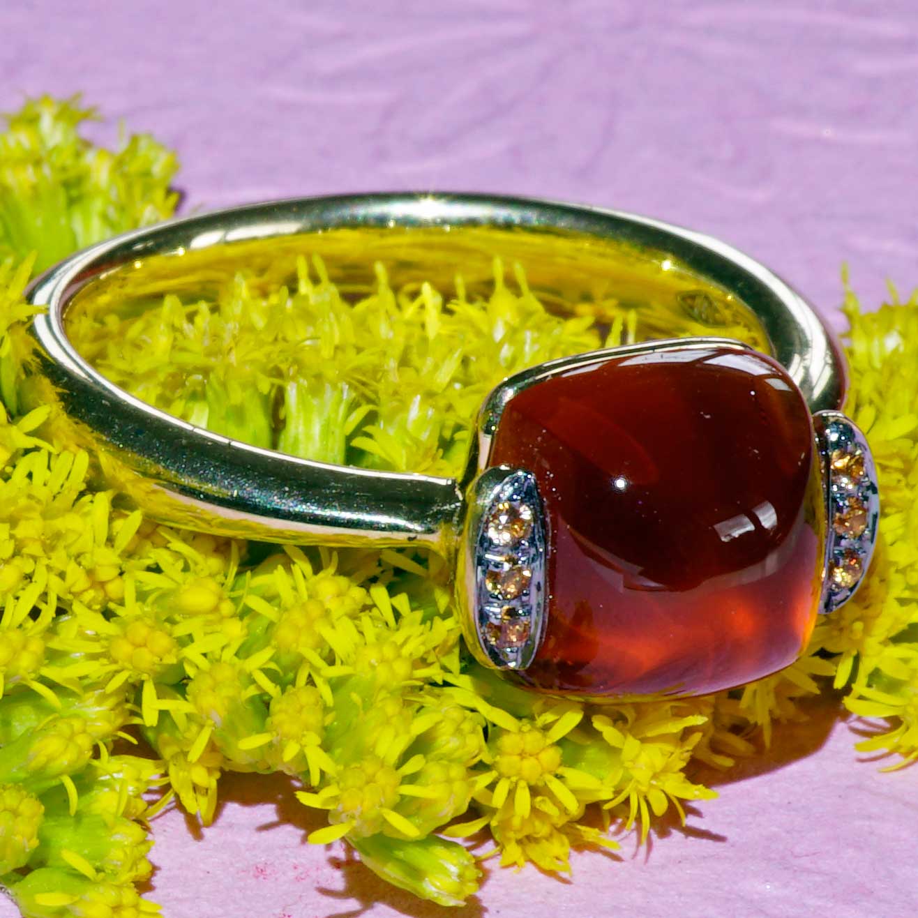 Citrine Saphire Ring 750 Yellow Gold Sweety Combination Ring Simply Casual