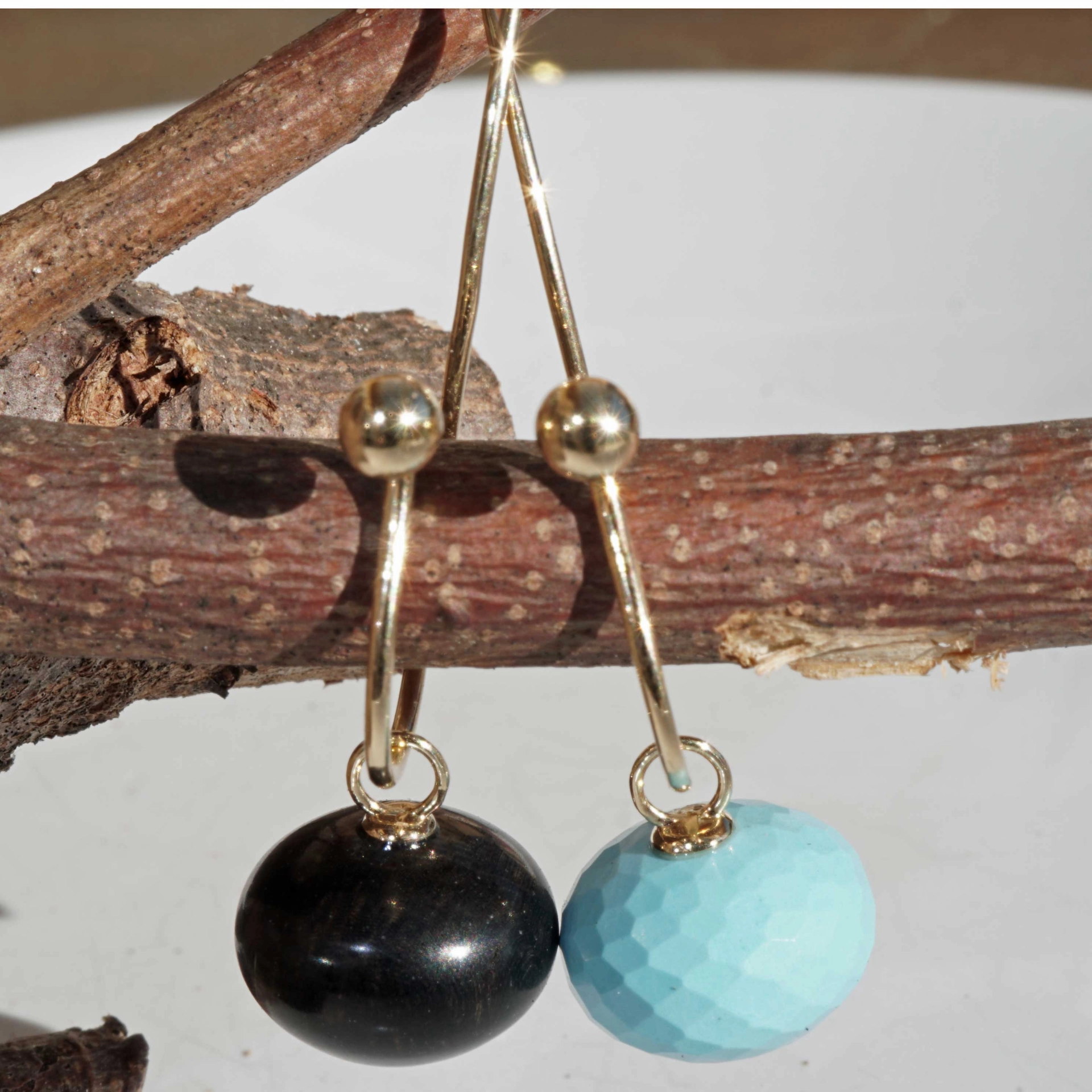 Earrings with detachable pendant ....a Beginnung of Earring Mania Wood and Turquoise