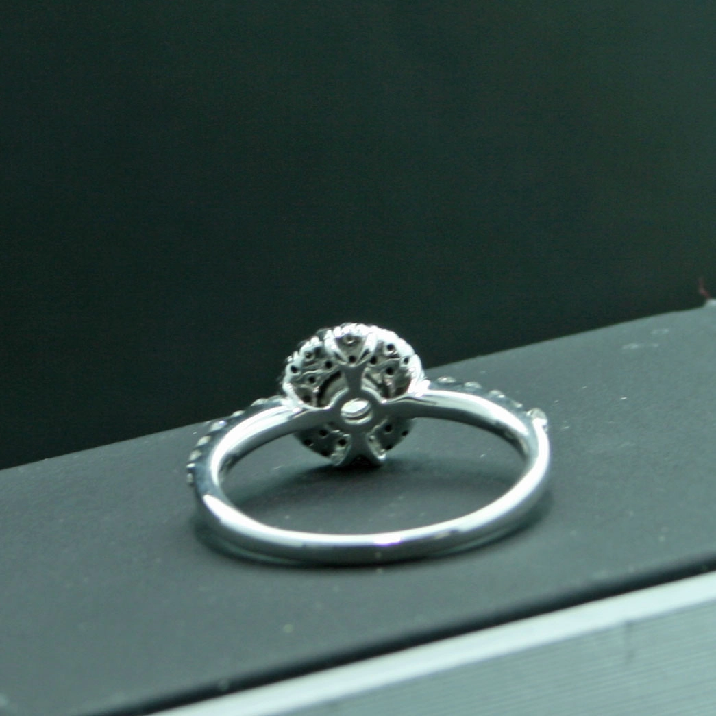 Brillant-Ring, 750er-Weißgold mit schwarzen und weißen Vollschliff-Brillanten