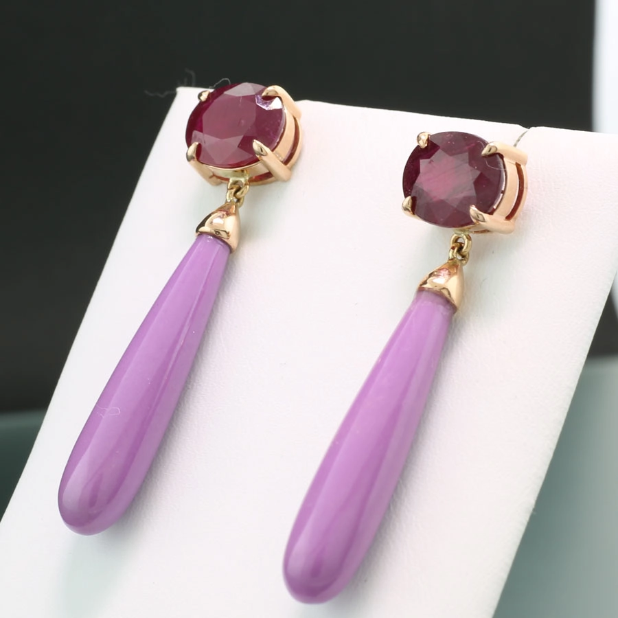 Rubin Heterosit Ohrhänger in 750er Rosegold