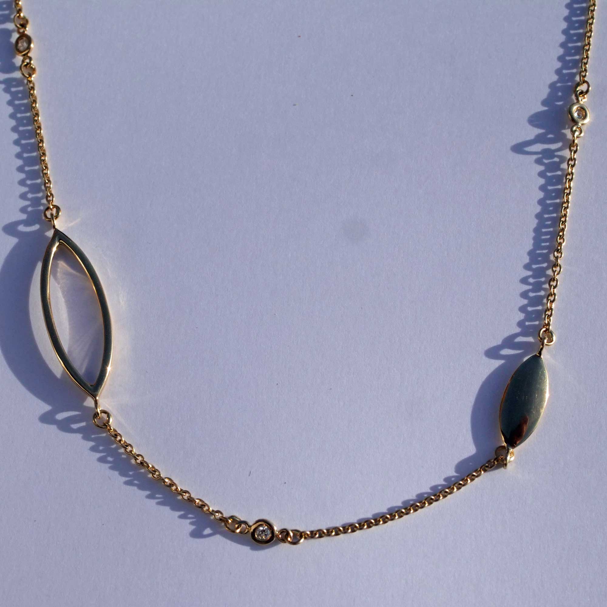 Brilliant Necklace by Silhouette Jewellery Pforzheim in 585 Yellow Gold 0.06 ct W SI