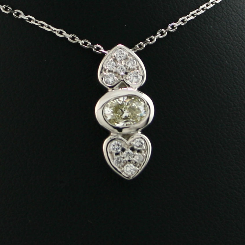 Brillant-Anhänger in 900/-Platin, Kette in 850/-Platin