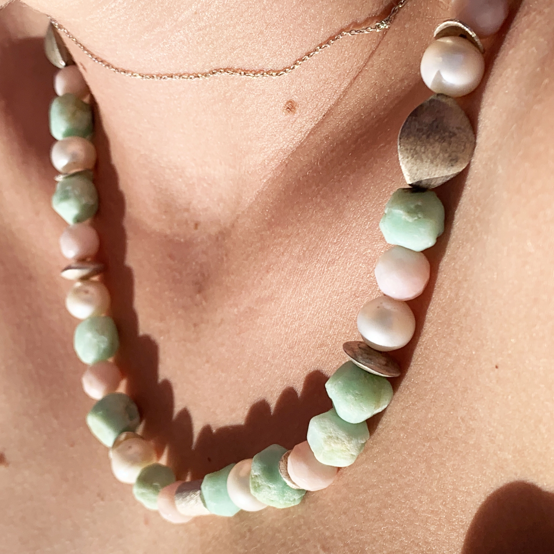 Chrysoprase Andenopal Pearl Silver Chain....only for you