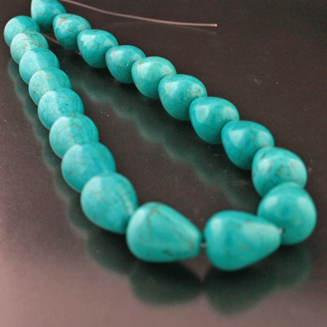 Turquois String with big Drops 15-20 mm single seizes deep skyblue