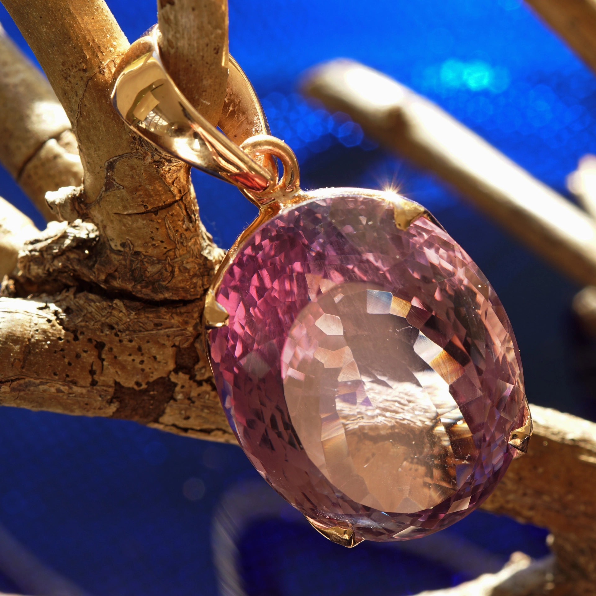 Amethyst Anhänger 925er Silber rosevergoldet 67 ct XXL Größe 48 x 24 mm
