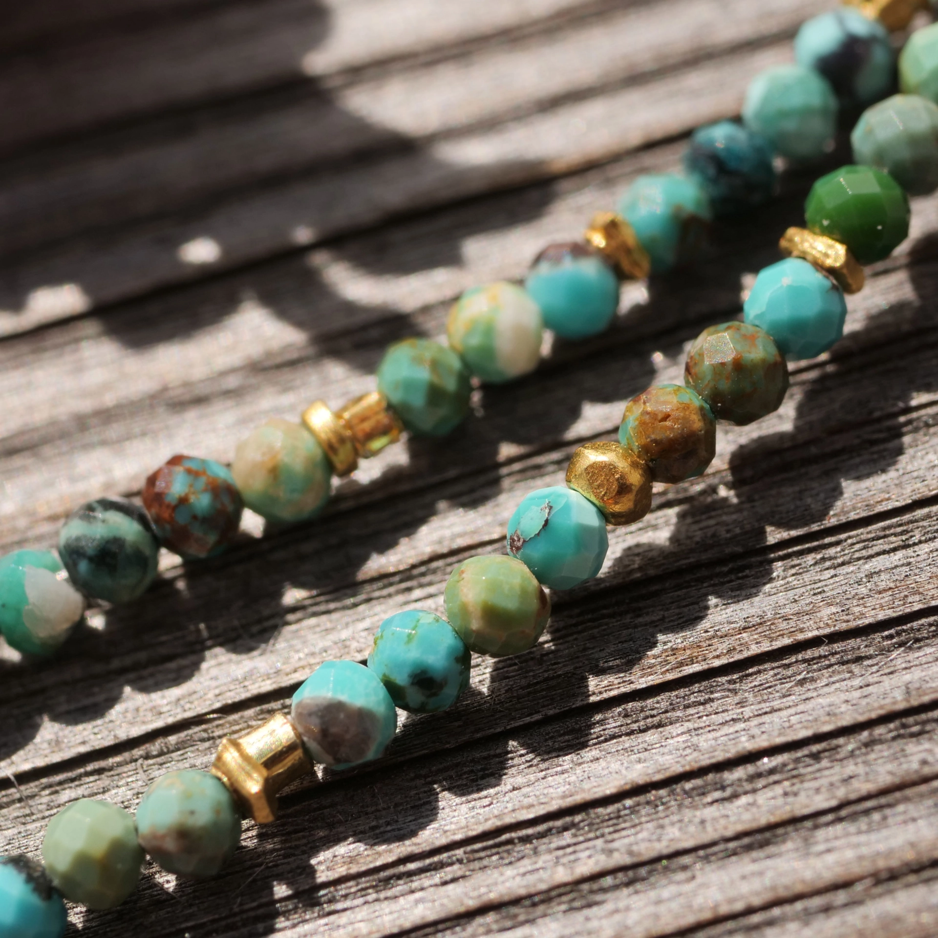 Turqouise Necklace with handmade Balls in 900er Finegold ...so pretty