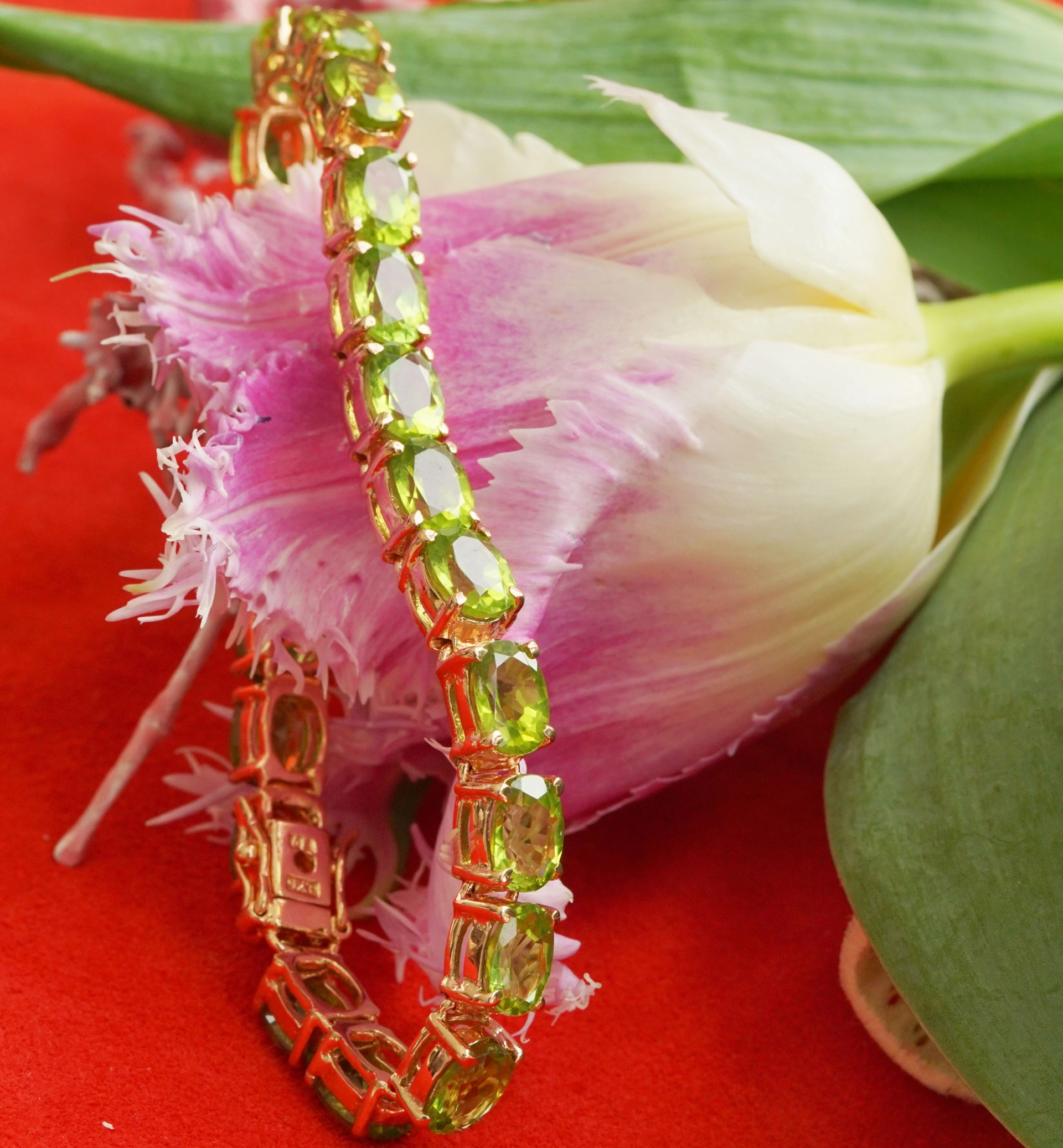 PERIDOT ARMBAND 25 ct Silber rosevergoldet 19 cm you will love this green fire