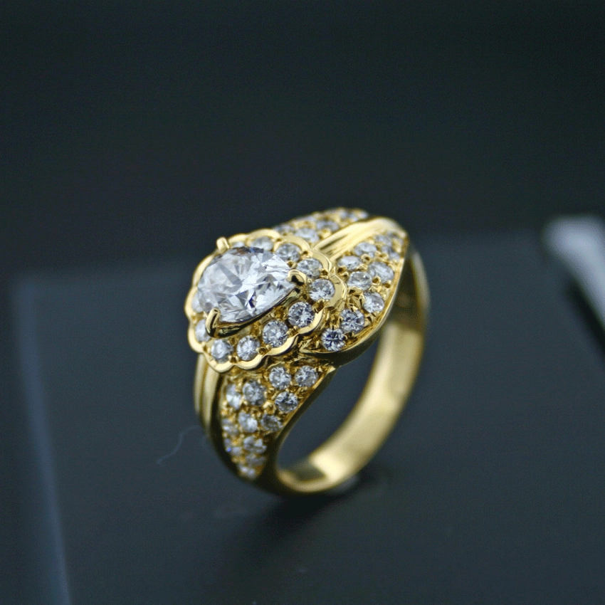 Brillant-Ring, 750/-GG.