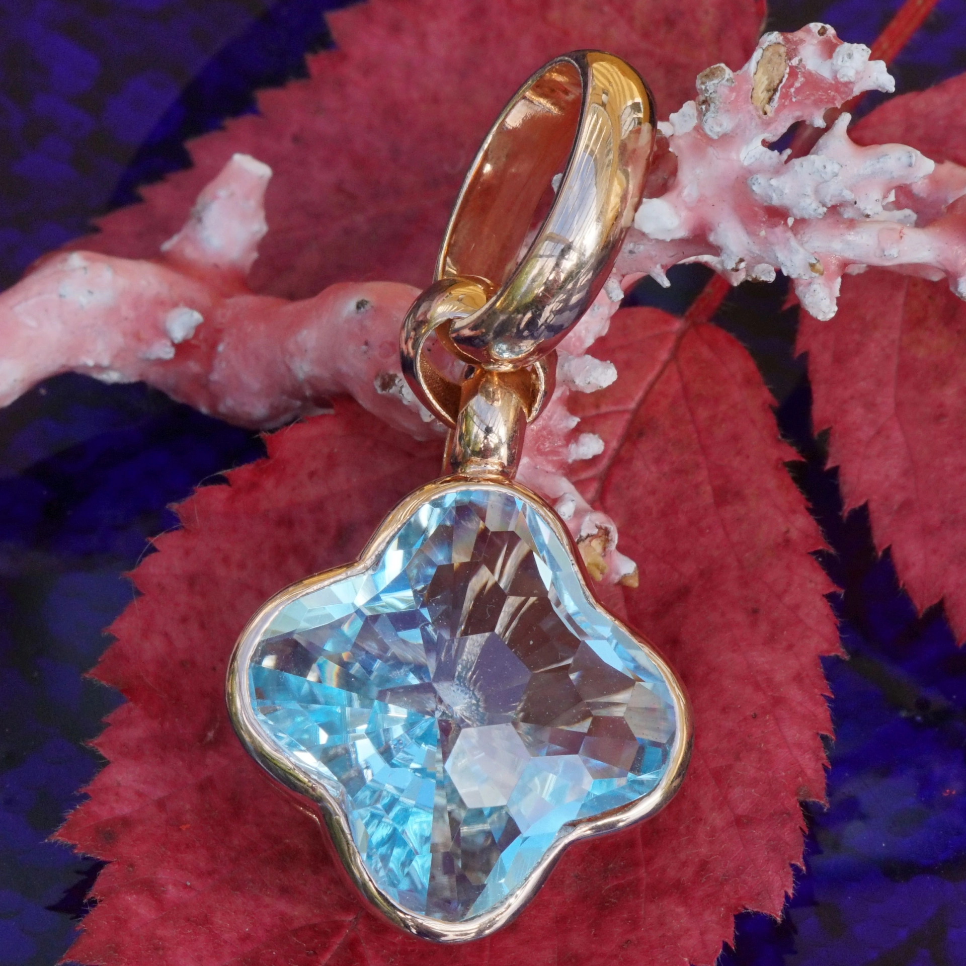 Chilango Anhänger Blue Topaz  925er Silber rosegold plated