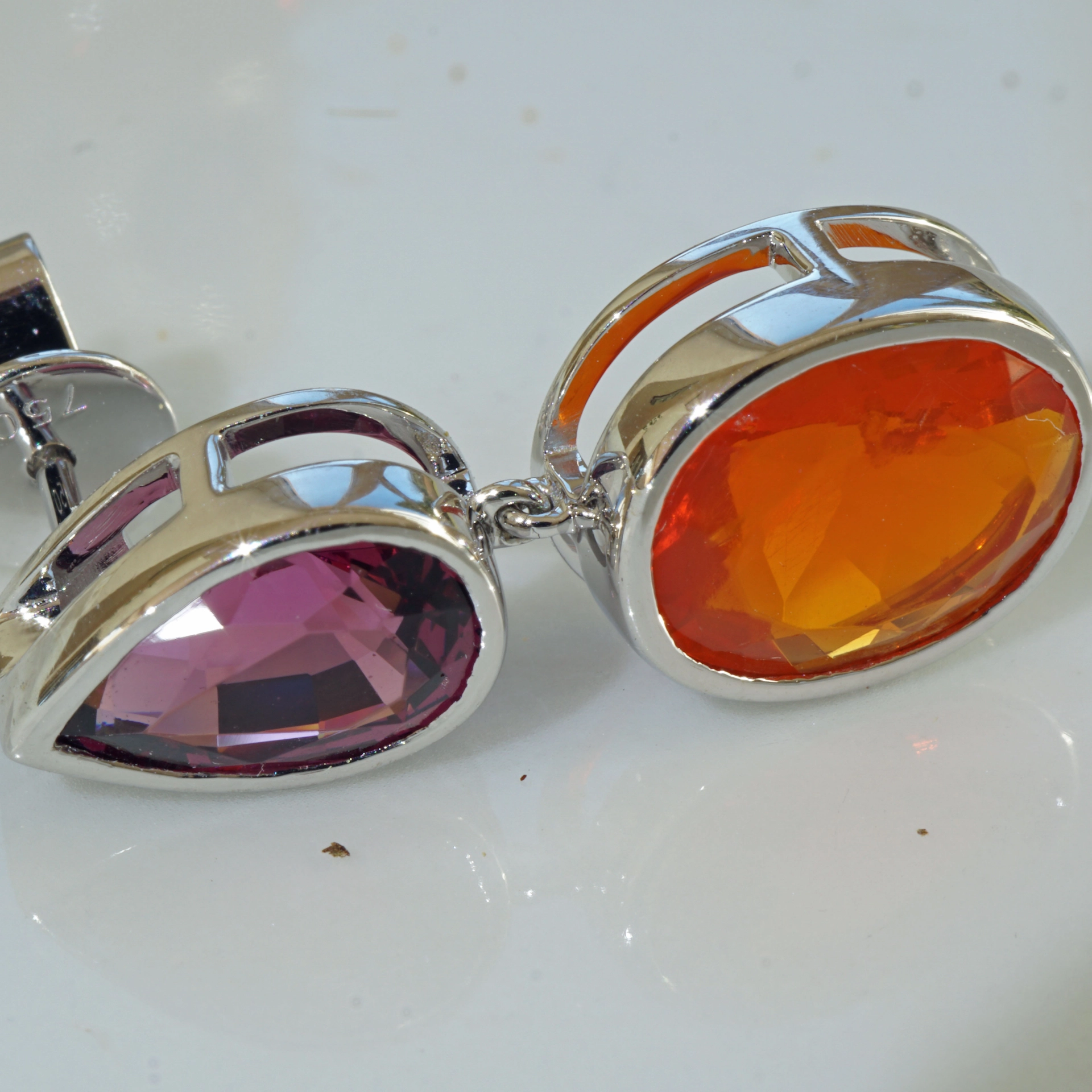 Crazy Colors combinated.....Fireopal and Rhodolith Earrings