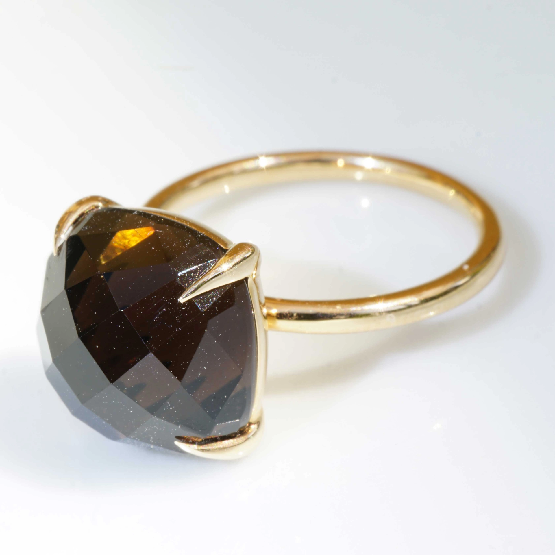 Smoky Quartz Ring 12x12 mm 18kt Rosegold..perfect Combination Ring