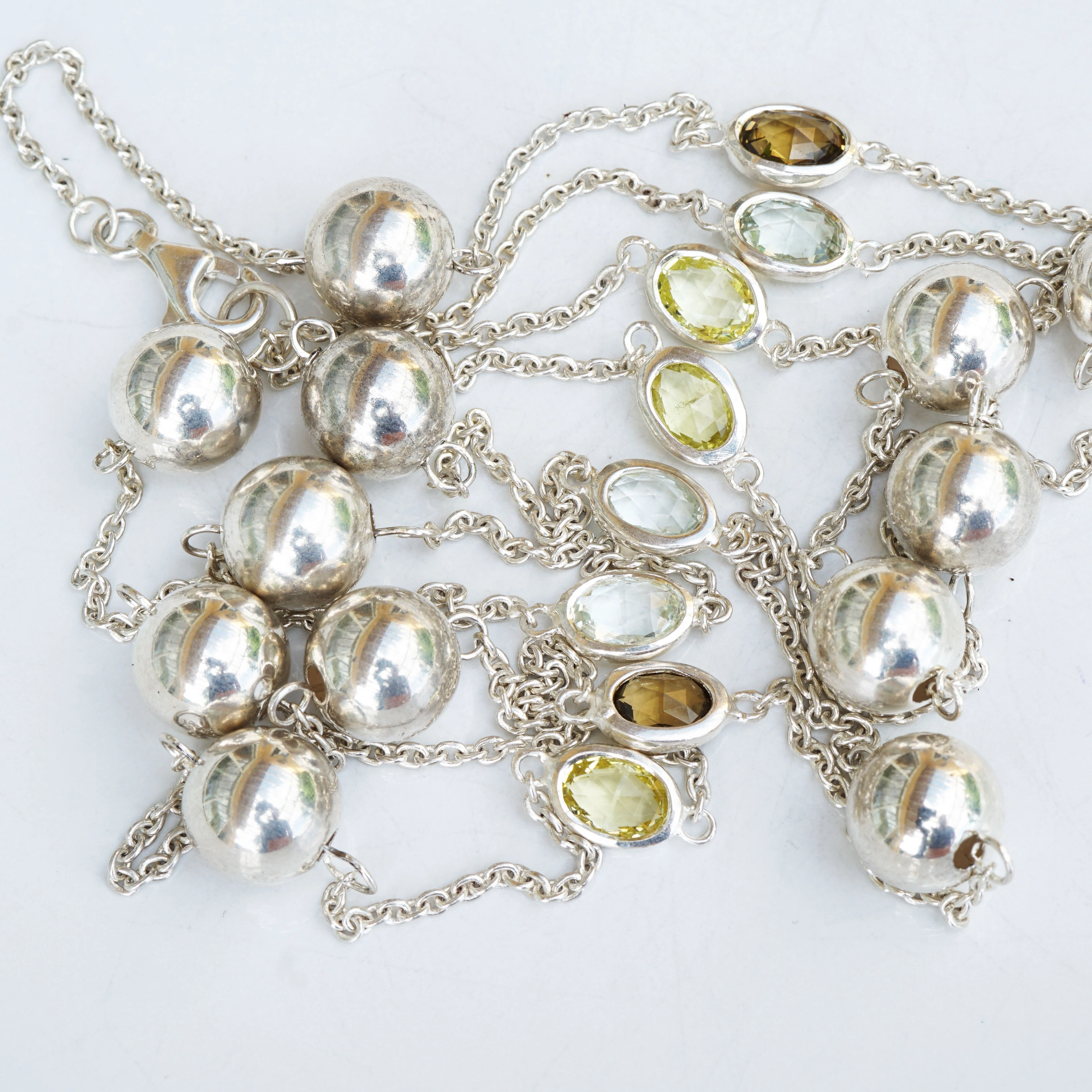 Chilango Kette Out of Nature 925er Silber 100 cm Citrin Rauchquarz Topase