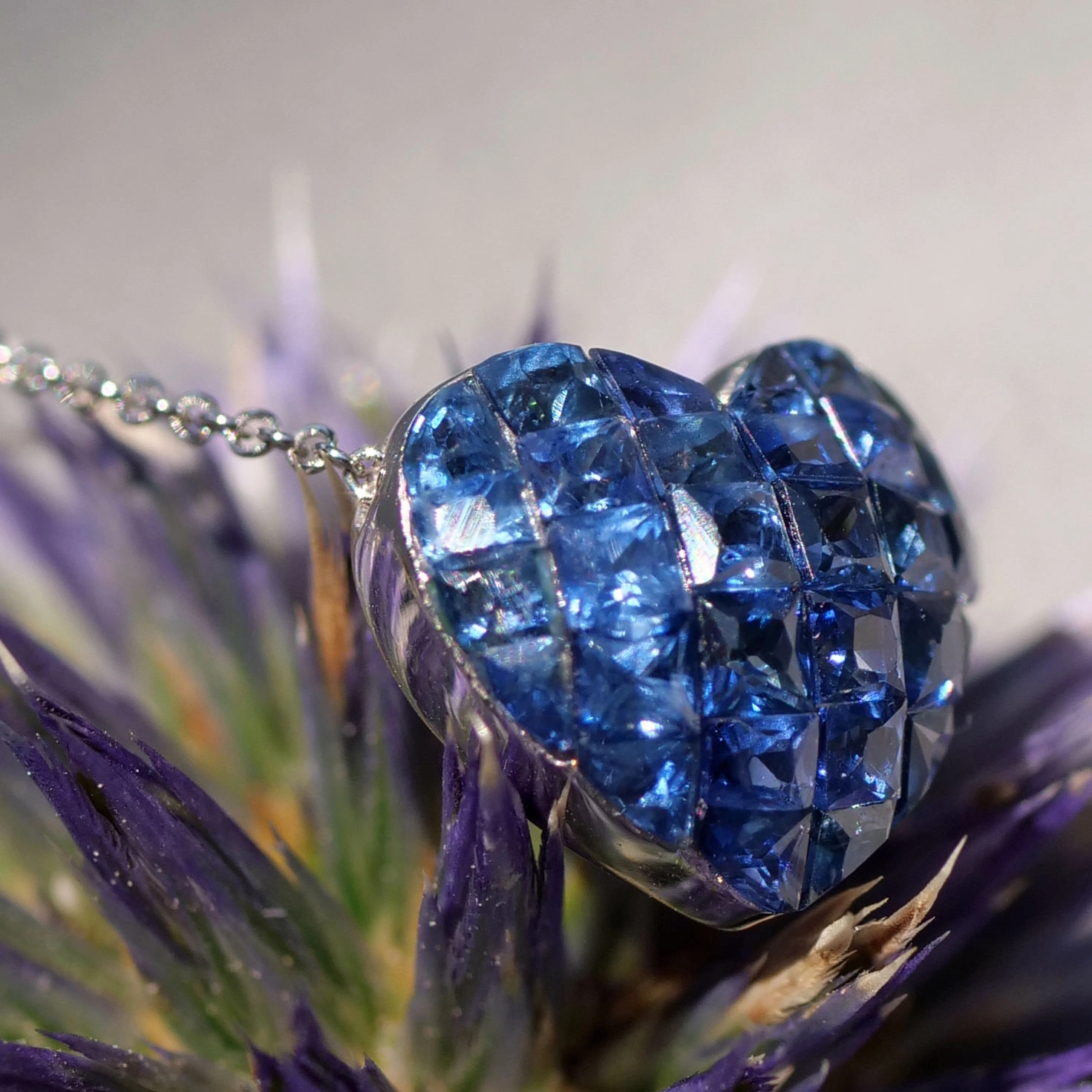 Saphire Pendant...invisible Setting....appears like a big Saphire