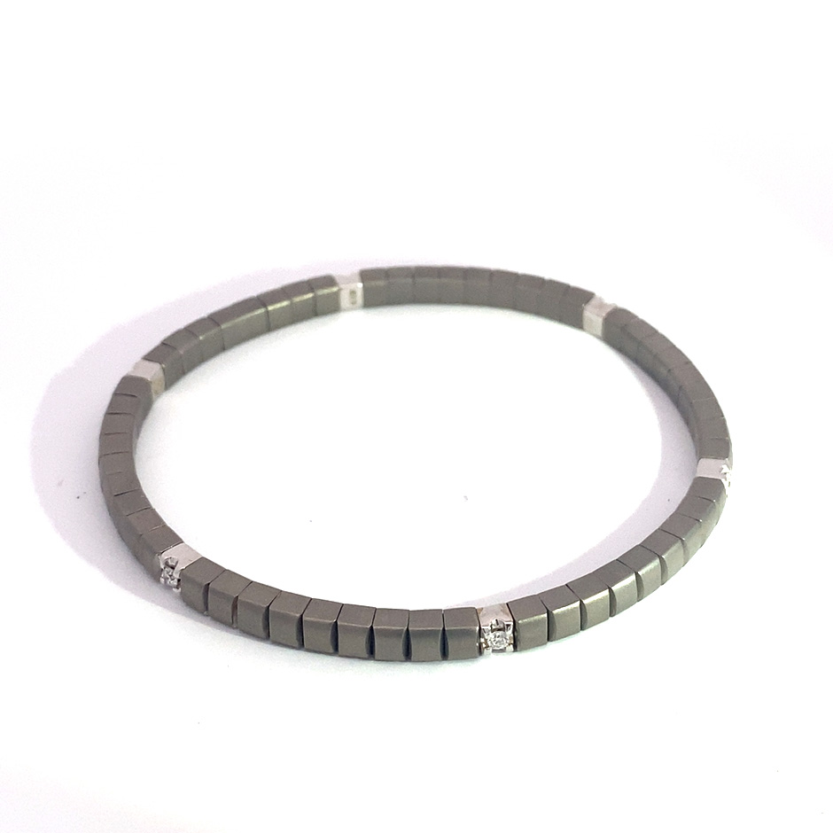 Unisex Tennis Flex Bracelet Titanium grey  0.30 ct Brilliants 18 kt Whitegold by Silhouette Schmuck Bentner