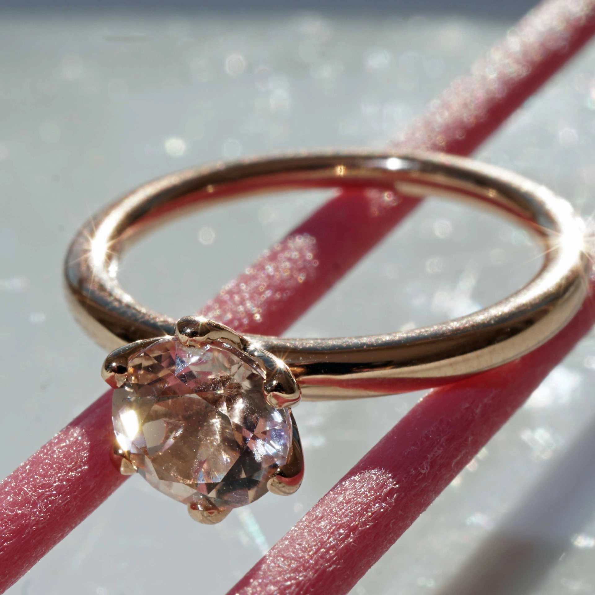 Bestseller Combination Ring made in Valenza...18 kt Rose Gold with Morganit