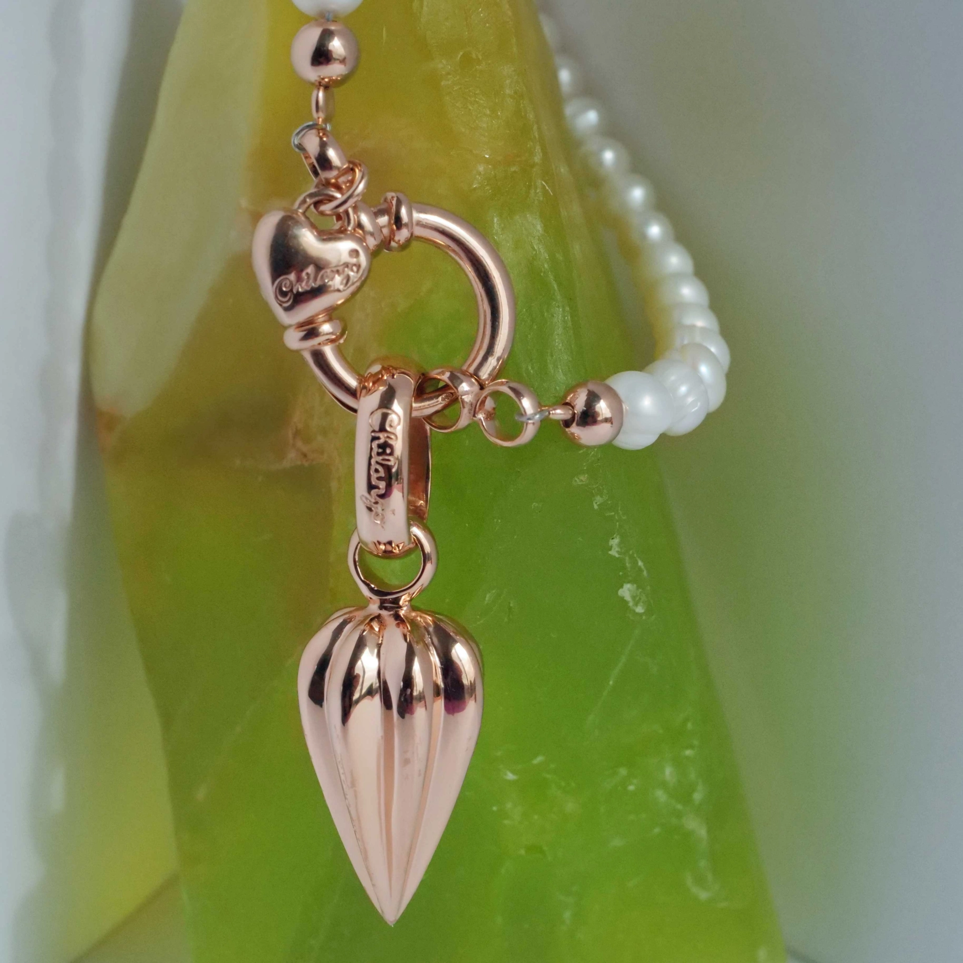 Chilango Pendant Stopper 925 Silver in 18 kt rose gold plated  51 x 17 mm