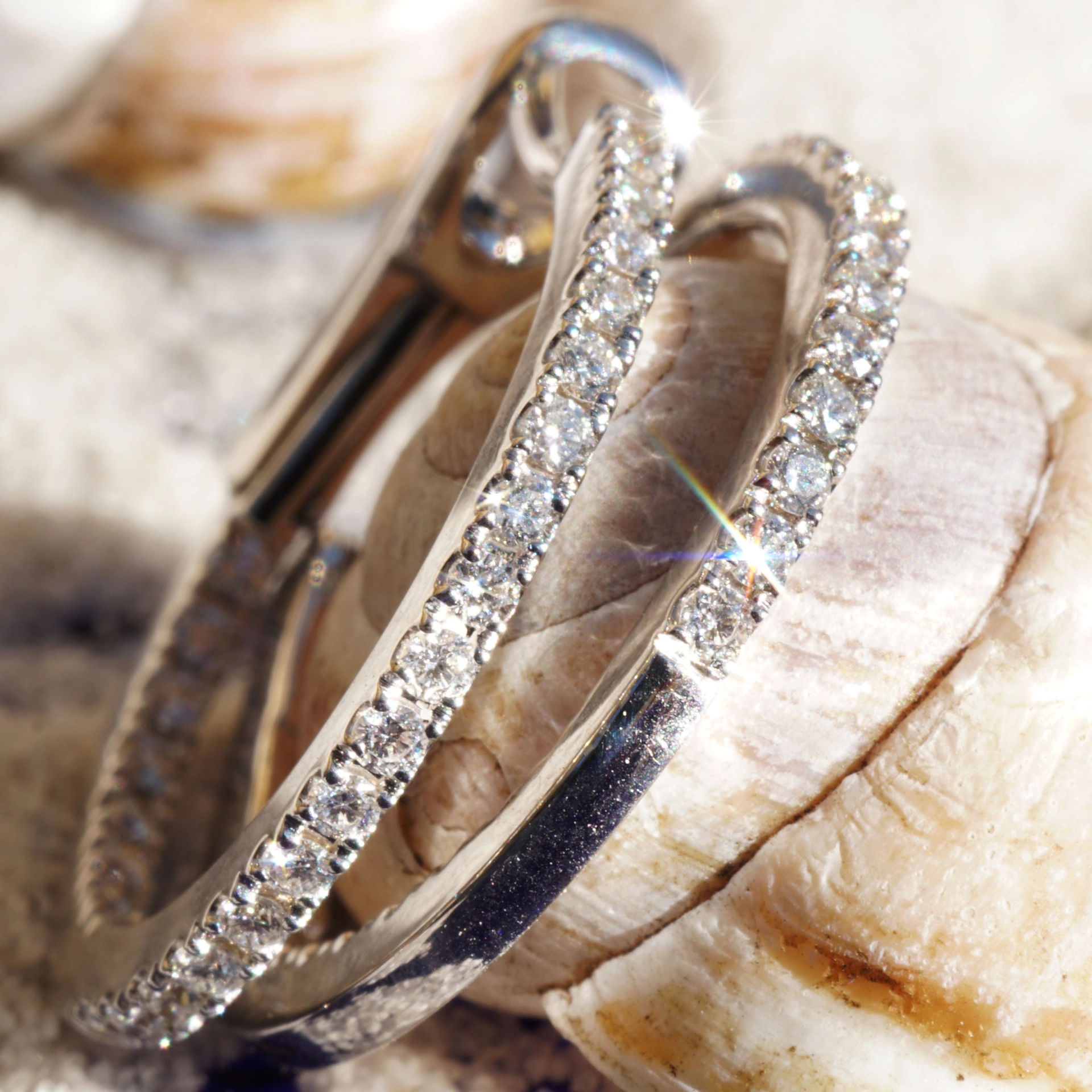 Brilliant Cut Diamond Creoles....italian Life Energy for every Day...18 kt Rose Gold