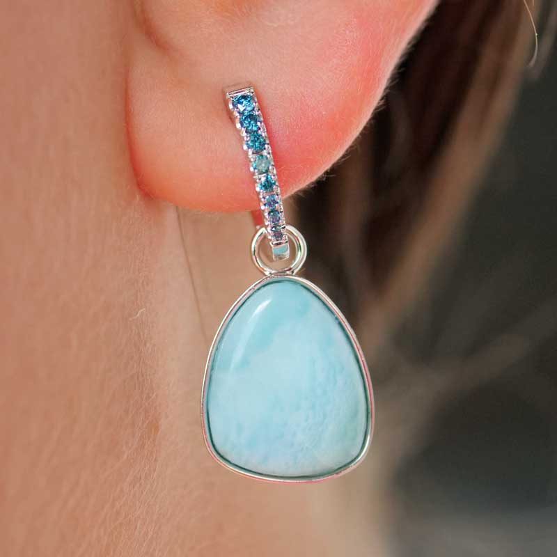 Larimar brilliant hoop earrings 750 white gold 0.20 ct TW VS I unhookable and so blue beautiful