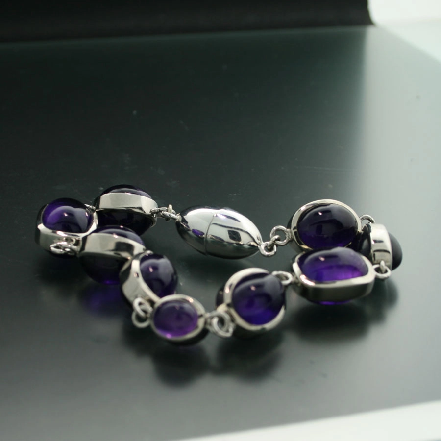 24 cm Amethyst Armband  925er Silber  Handarbeit Global Violet inkl. Arbeitskosten