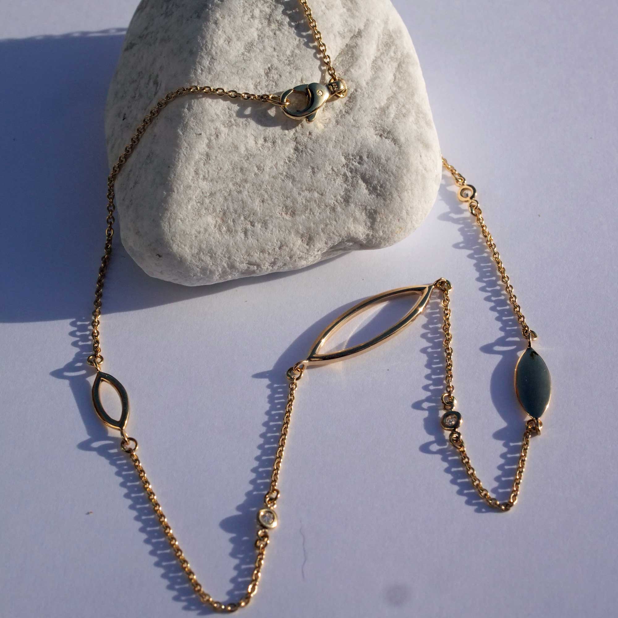 Brilliant Necklace by Silhouette Jewellery Pforzheim in 585 Yellow Gold 0.06 ct W SI