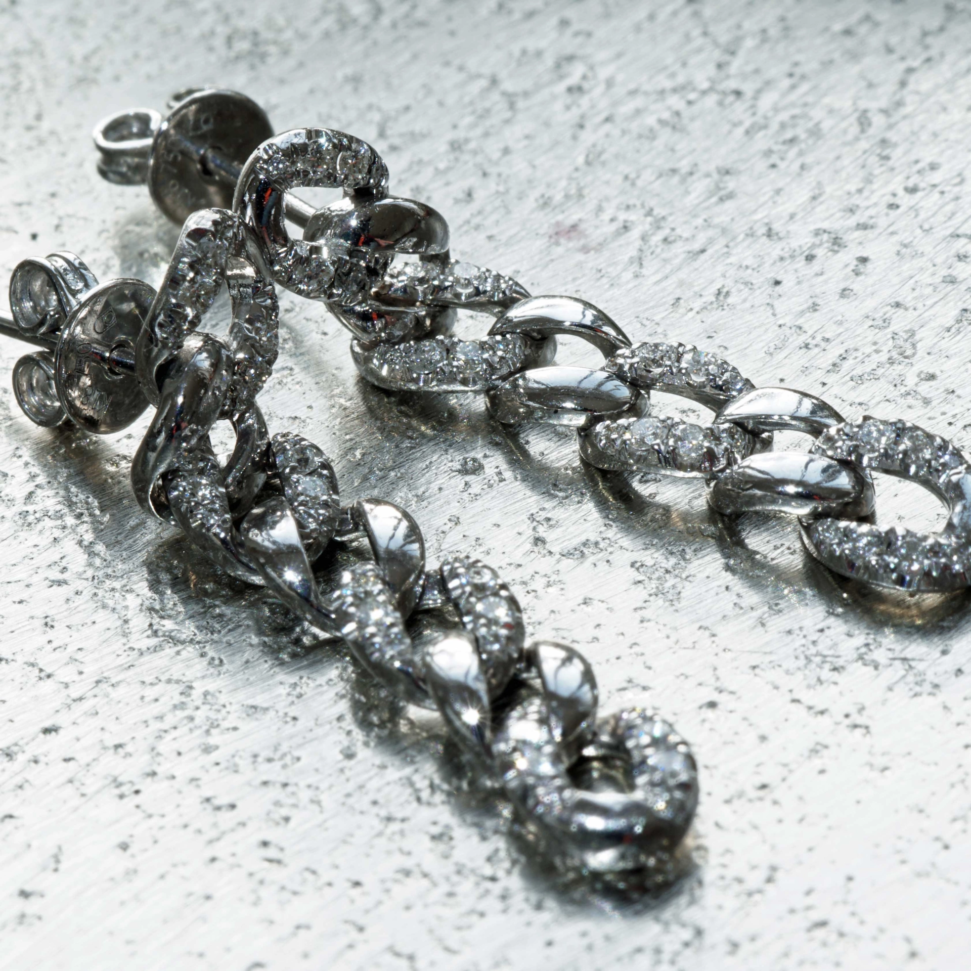Brilliant Earrings with Studs Armor Links 0.26 ct 18 kt White Gold...fits great to Gold Jewellery