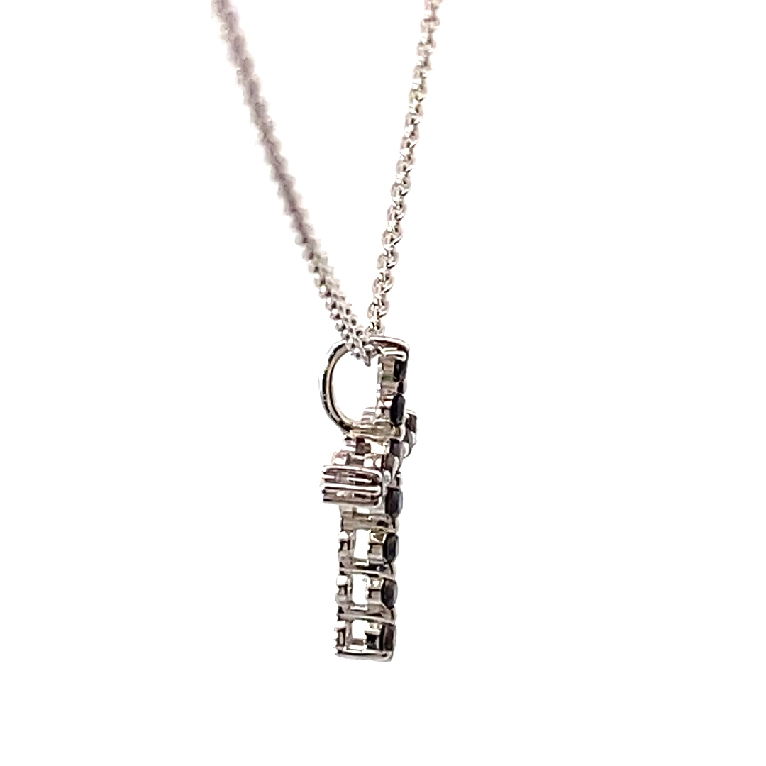 Black Diamond Brilliant Cross Pendant 0.15 ct 18 kt White Gold 