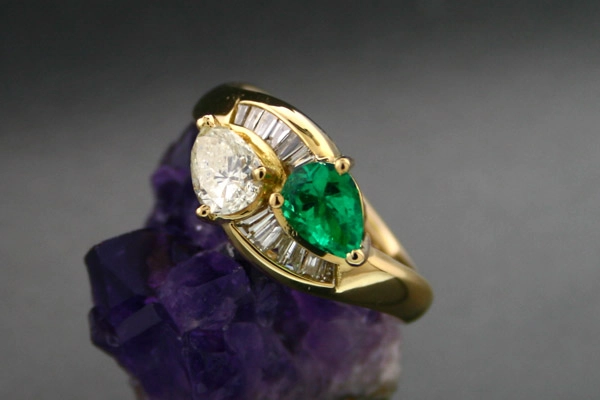 Smaragd-Brillant-Ring, 750/-GG.