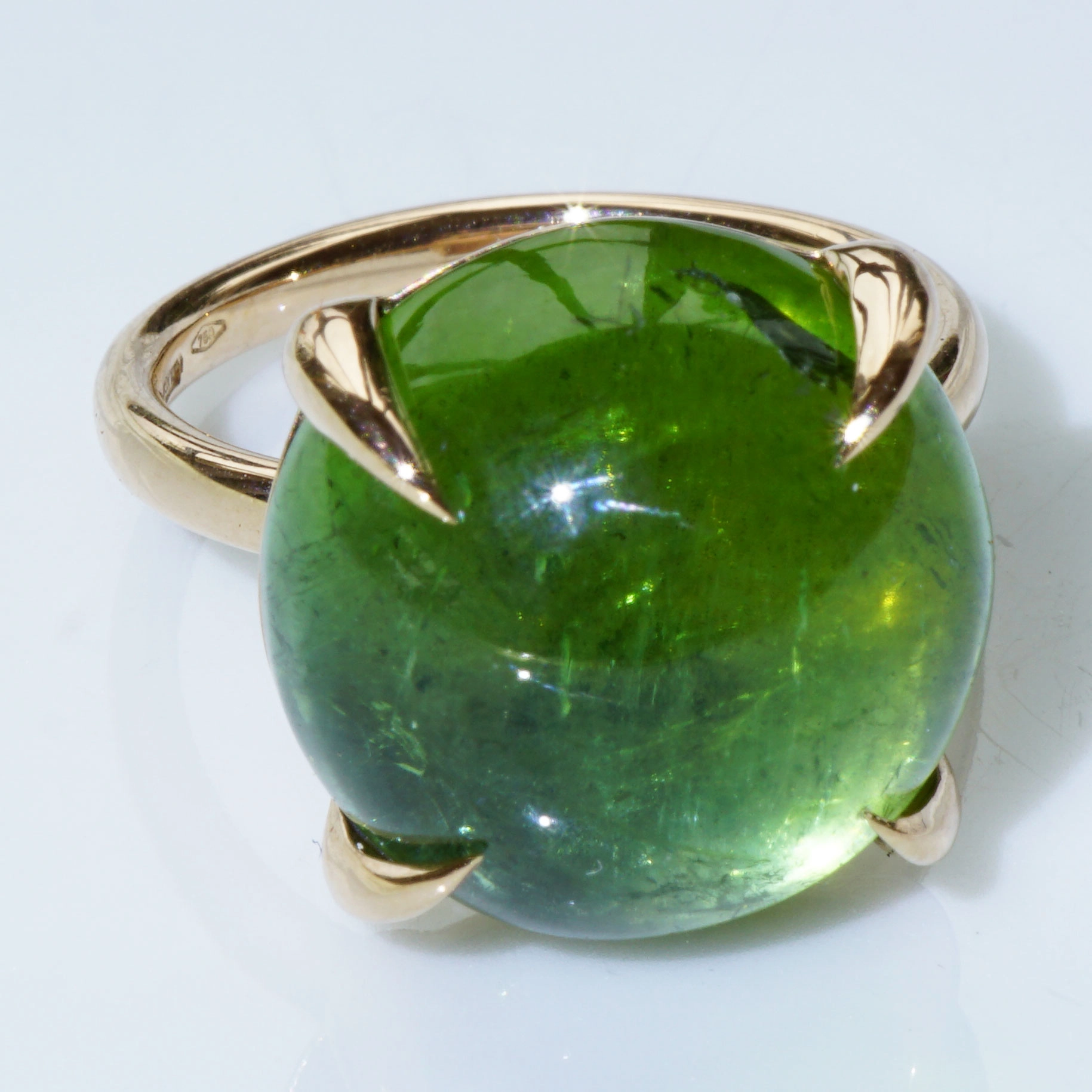 Tourmalin Ring 18 kt Rosegold green-blue Bubble
