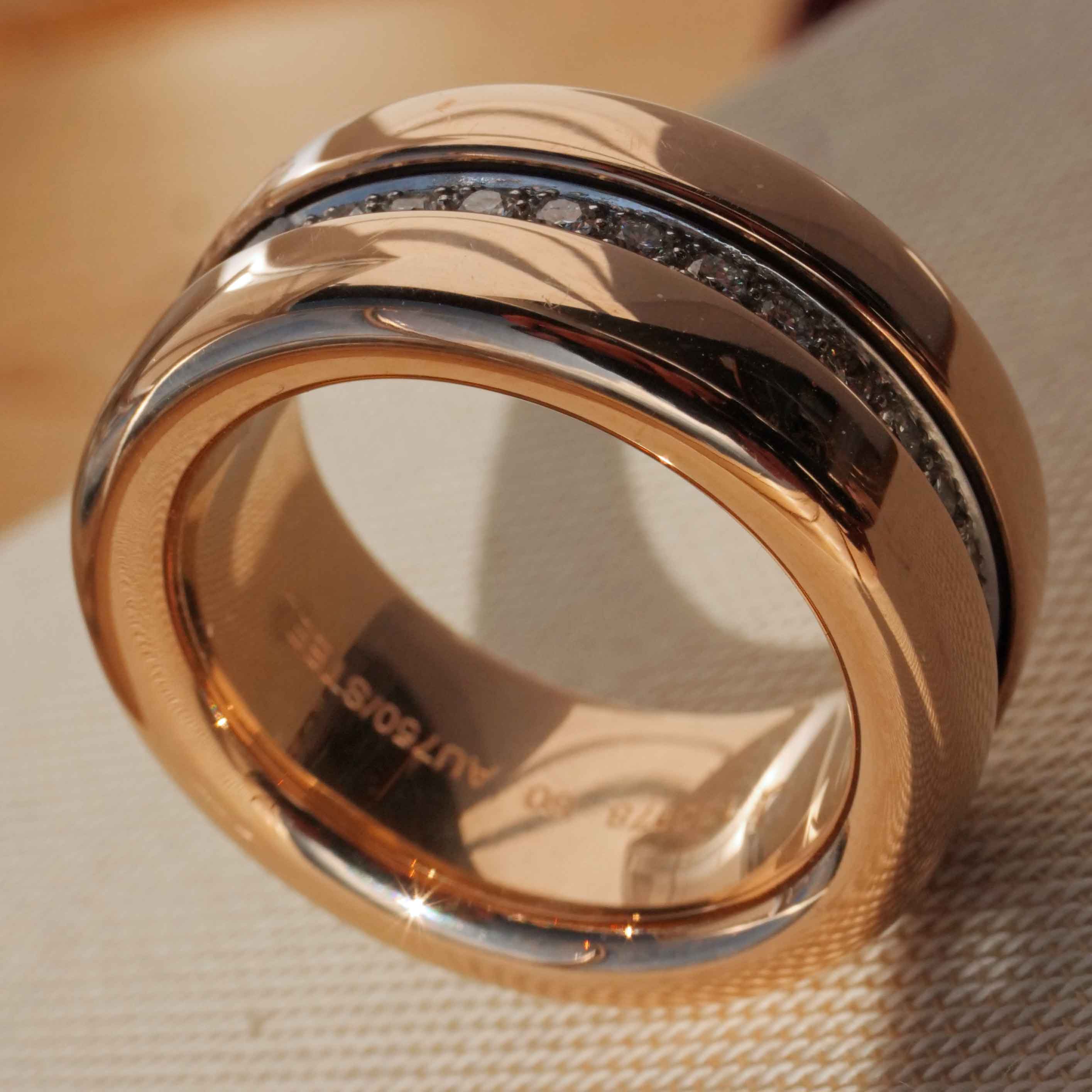 Cool Ring by Jörg Heinz Model Revellion in 750 Rosegold with Steel 0.68 ct