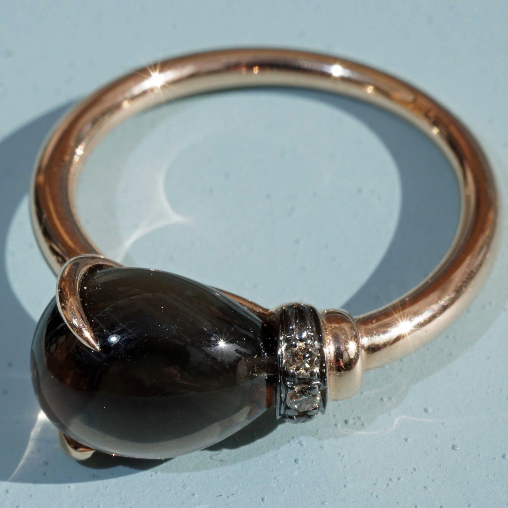 Drop Ring ...soo sweet...with smokeyquartz and brown diamond...made in Italy