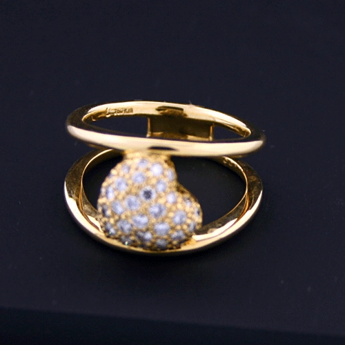 Herz-Ring mit Brillanten, 750/-GG., pavee