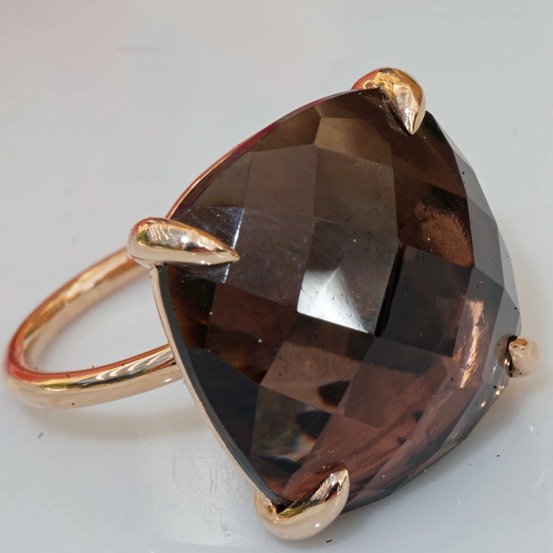 Smoky Quartz Ring XXL Seize 18x18 mm 18kt Rosegold..perfect Combination Ring