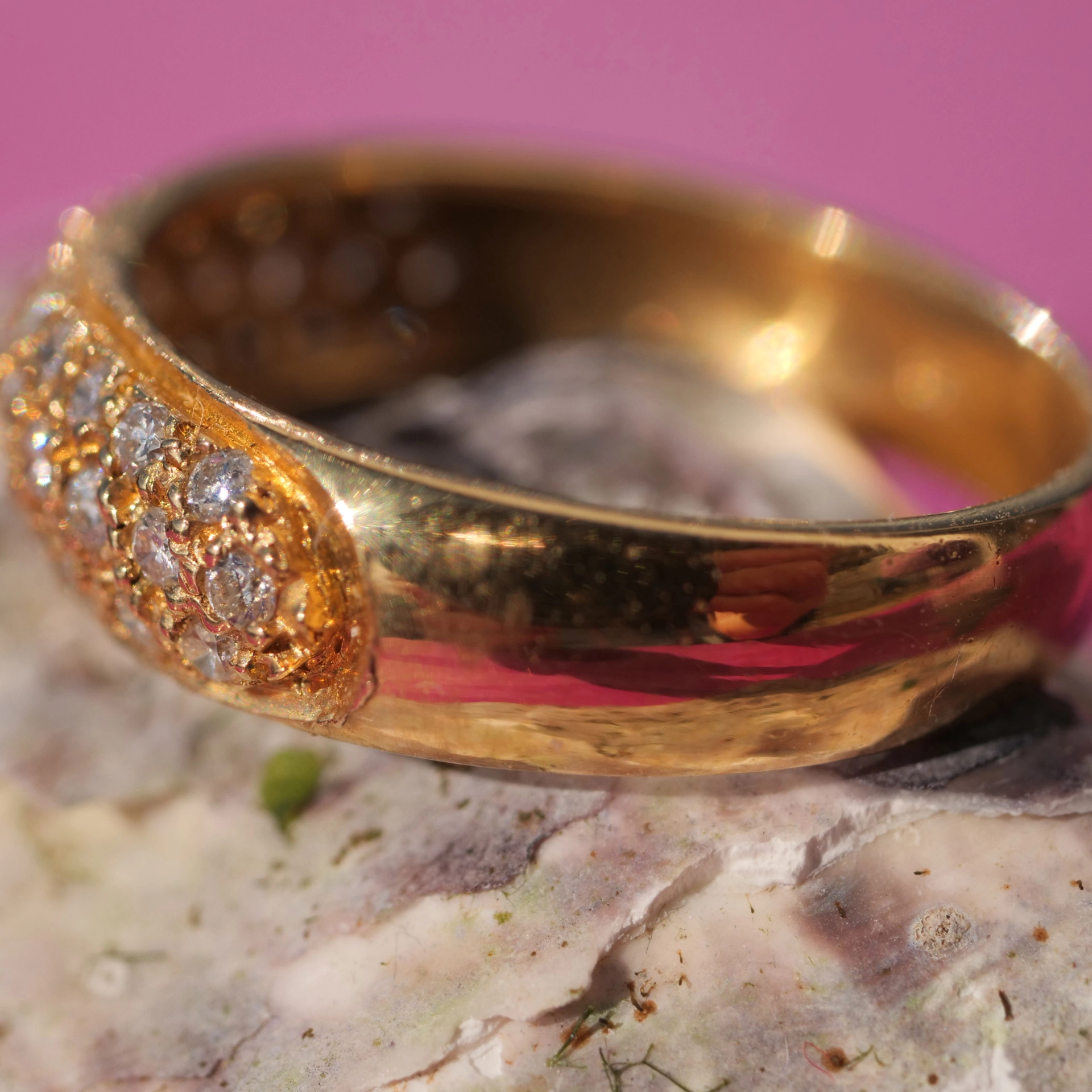 Ruby Brilliant Ring 18 kt Yellow Gold new and handmade