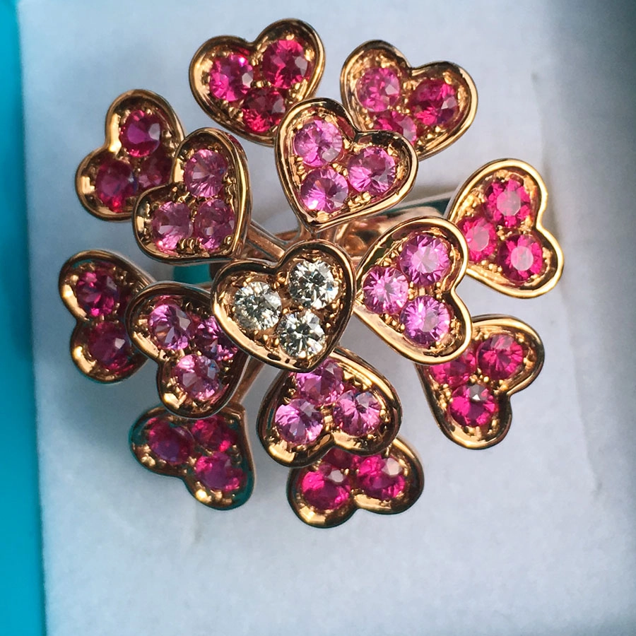 HEARTSHOWER Ring mit Rubinen,Turmalinen und Brillanten, 750er-Rosegold