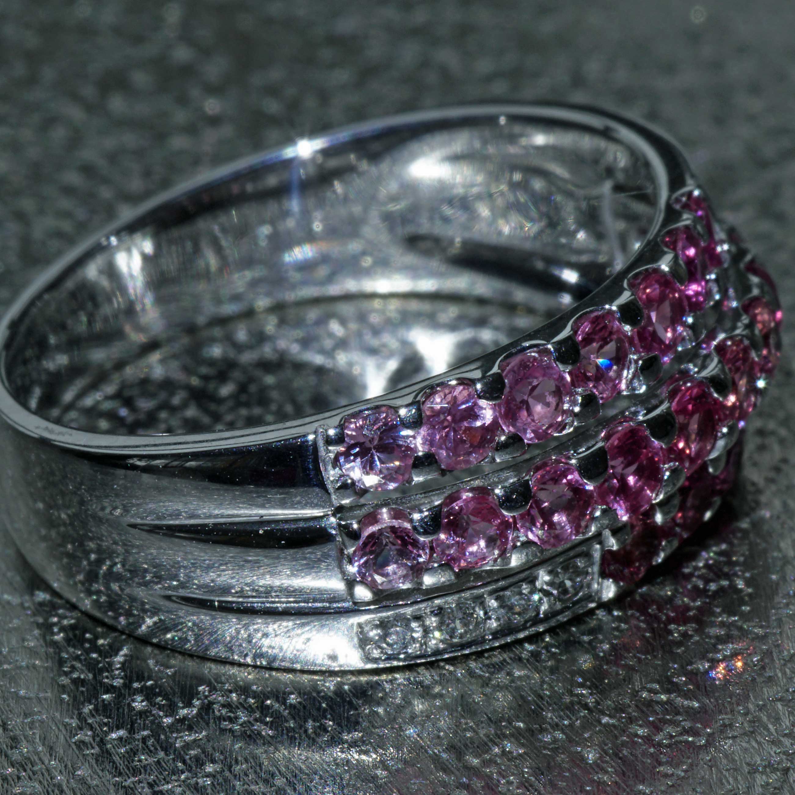 Pink Sapphire Brilliant Ring 750 white gold 1.50 ct 0.08 ct interesting color gradations from light to dark