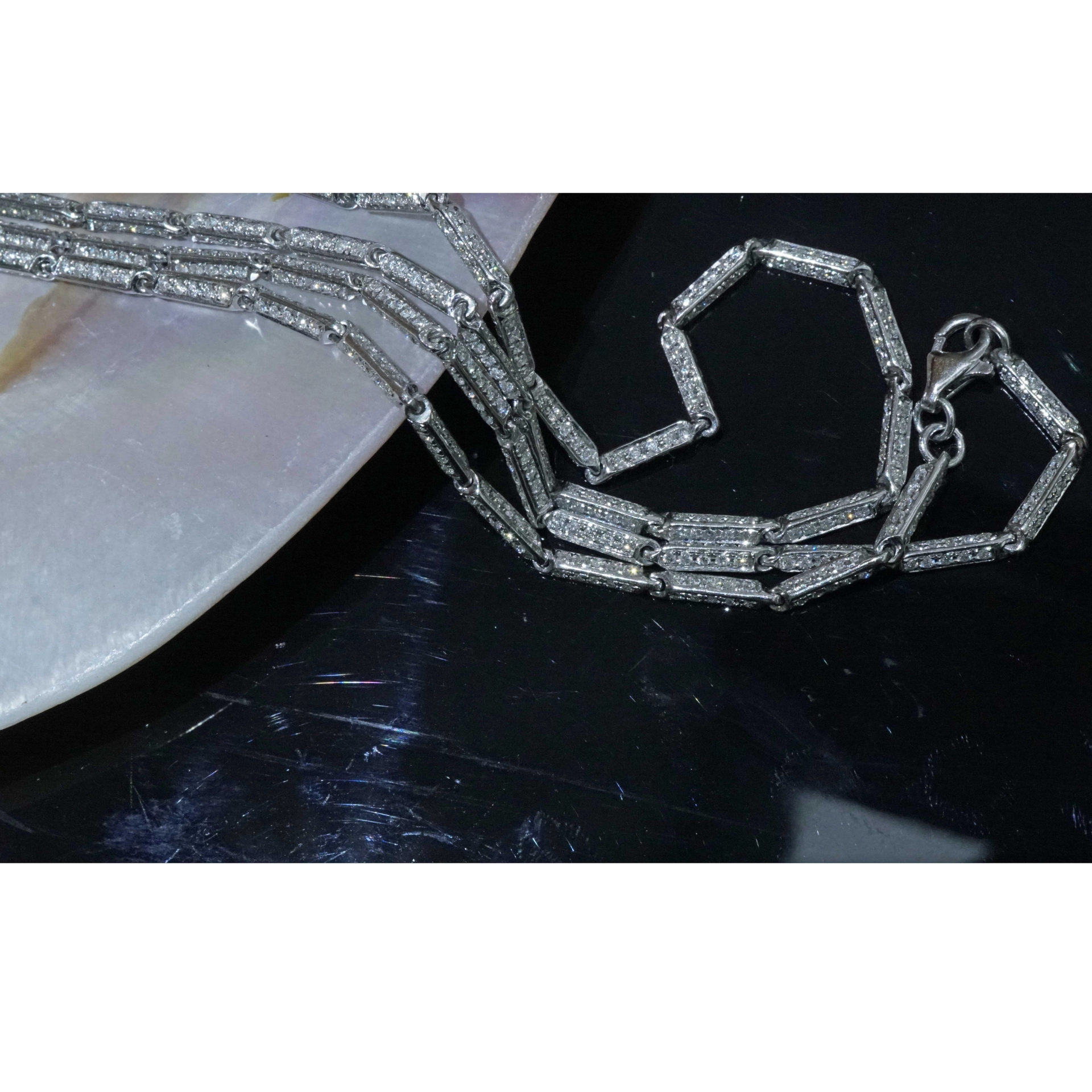 Brilliant Necklace 6.65 ct made with 1050 Diamonds 18 kt White Gold..Opera Lenght with 70 cm