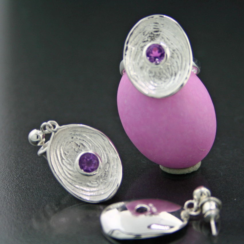 Topas-Rochenleder-Armreif, 925/-Silber