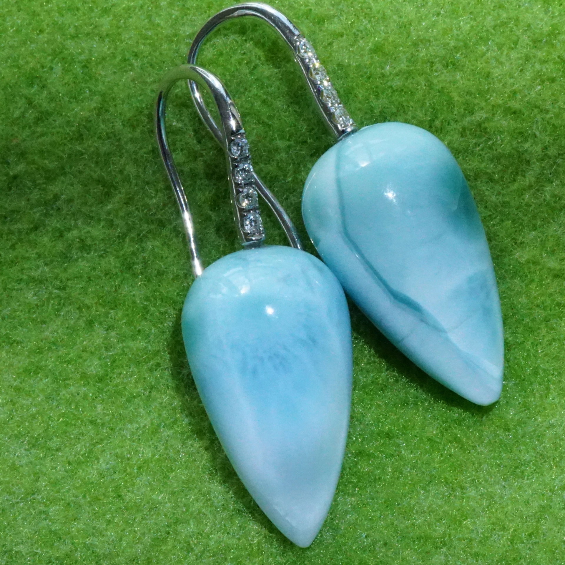 Larimar Brilliant Earring 18 kt White Gold Caribic Feeling