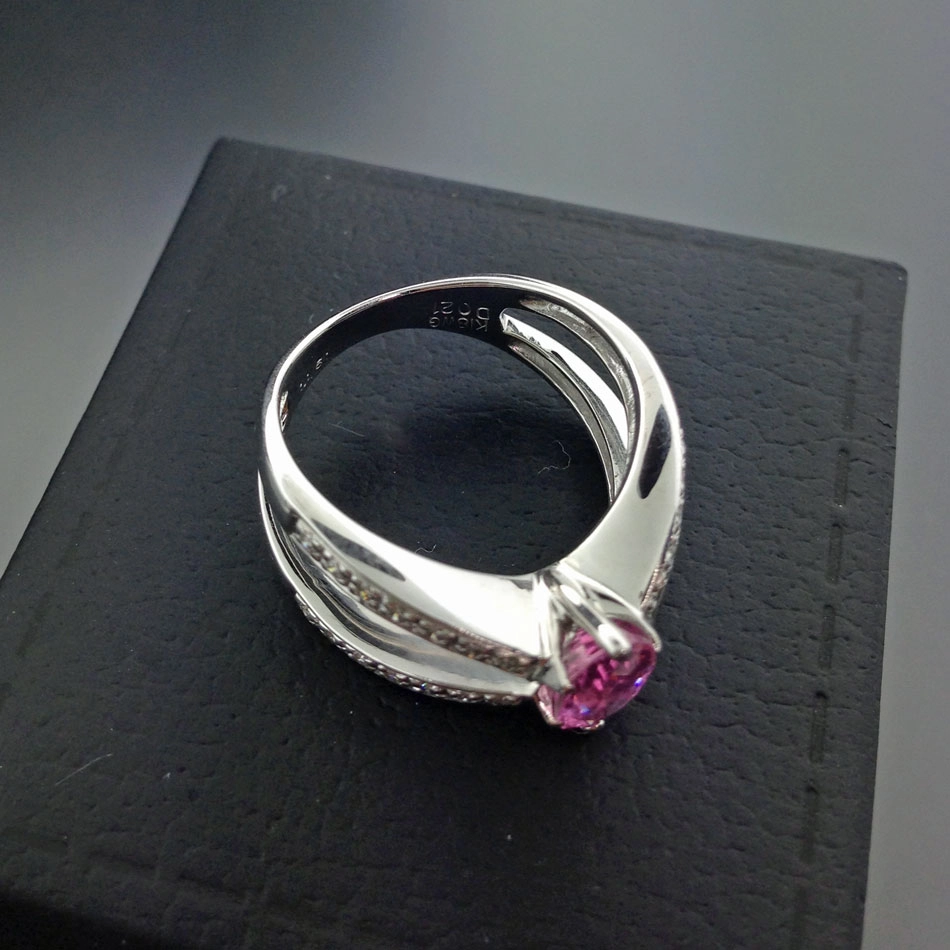 Rosa Saphir-Brillant-Ring-750er-Weißgold