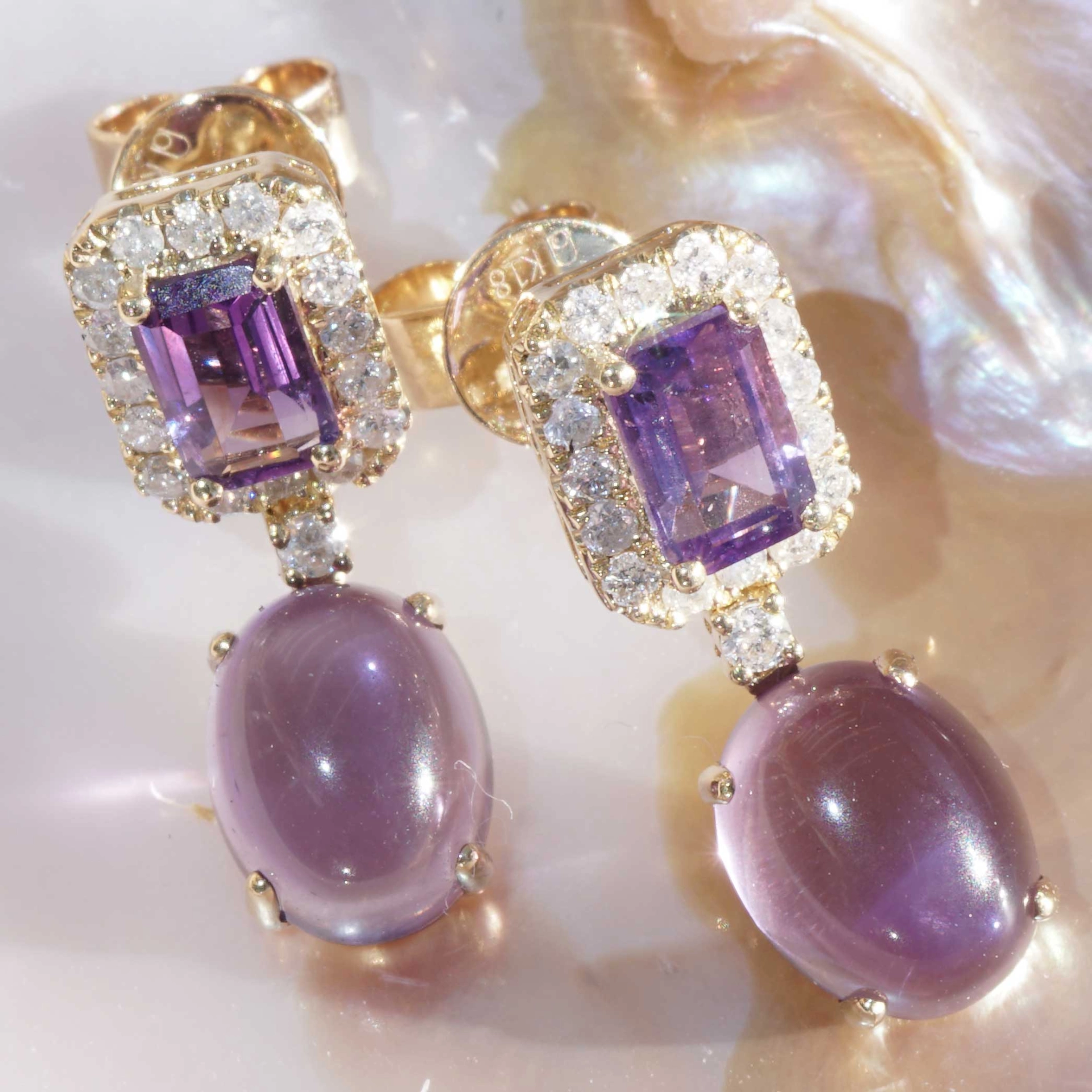 Amethyst Brilliant Earrings 4.60 ct 0.40 ct ....Color Purple to fall in Love