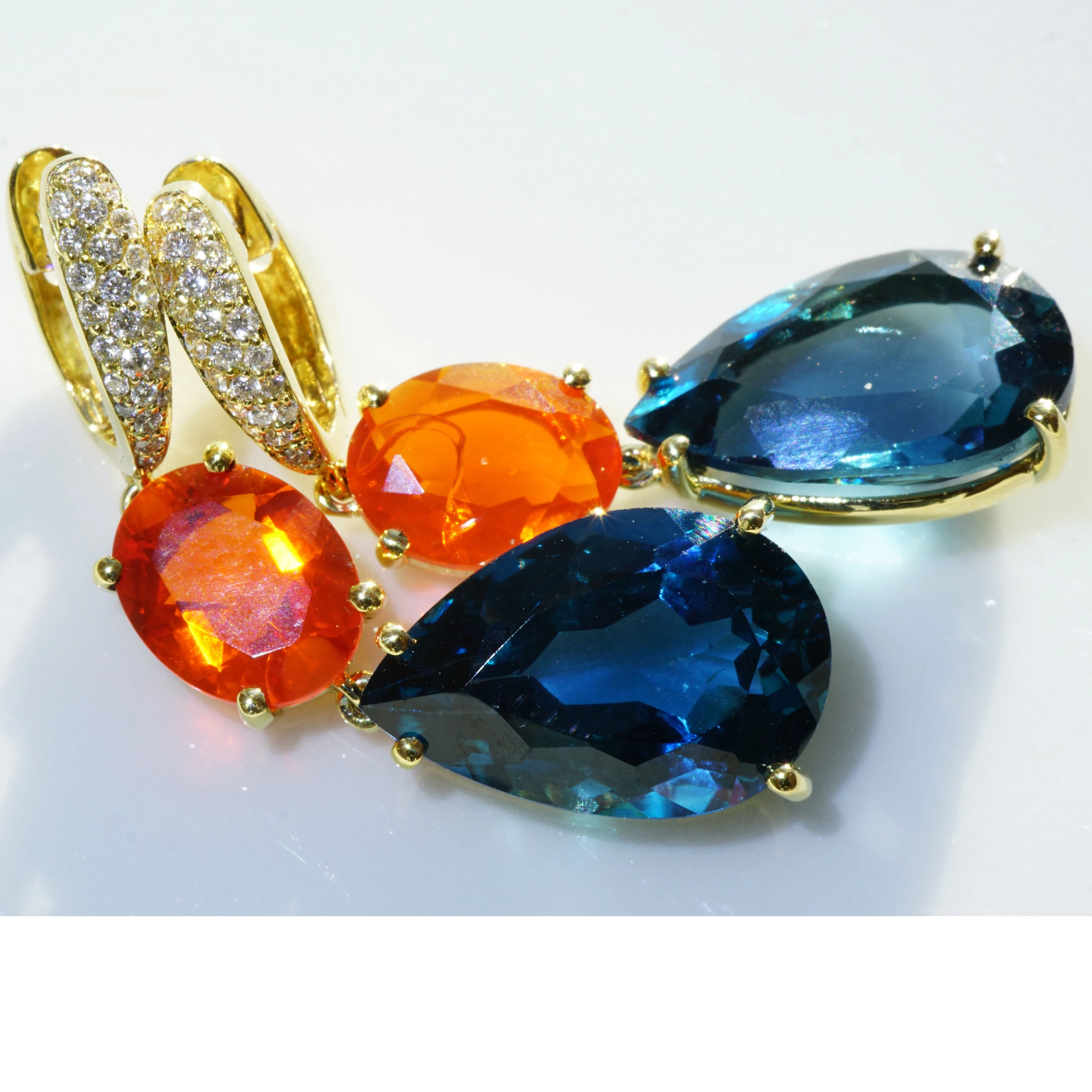 Topaz Fireopal Brilliant Earrings...Quality Earjewellery...Wow Colors