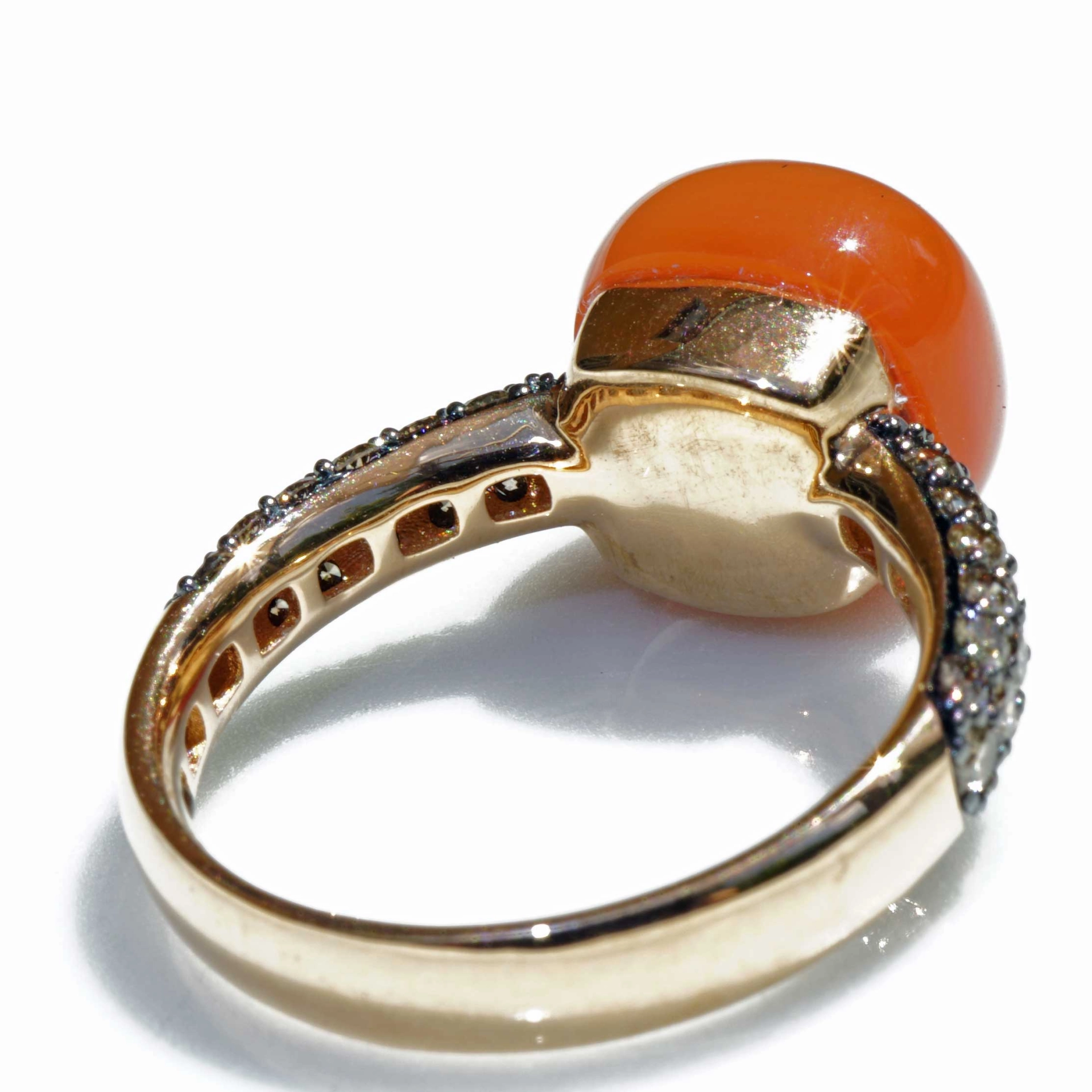 Moonstone Brilliant Ring 750 Rose Gold 7.30 ct 0.68 ct..elegant Winter Colors..liquid Impressions