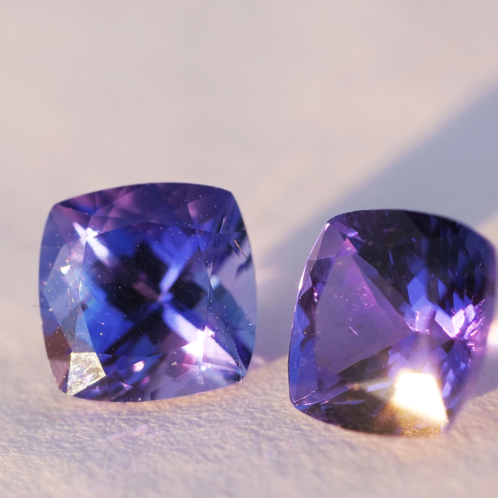 Tanzanite Pair Squares Total 3 Ct AAA+ Cut Very Good Create Earrings