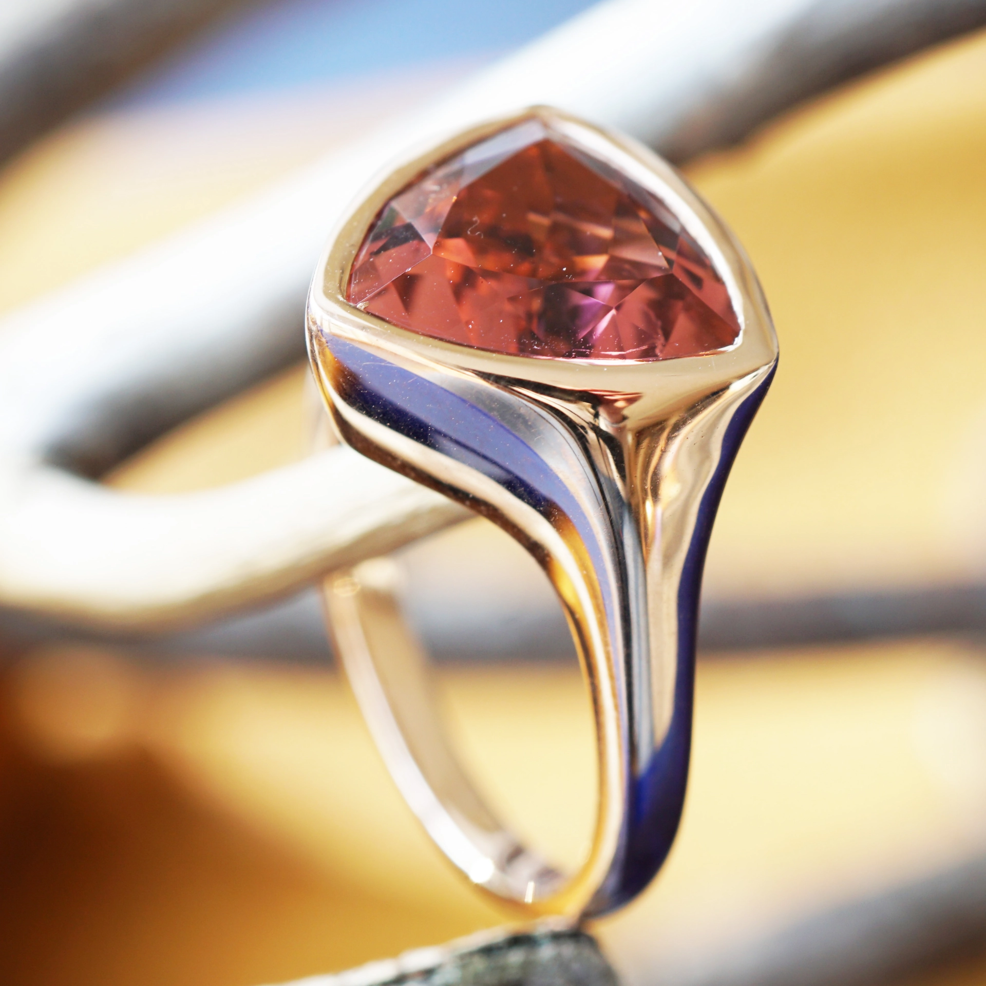 Turmalin Ring 750er Rosegold rot-orange 5.34 ct 15 x 14 mm AAA+